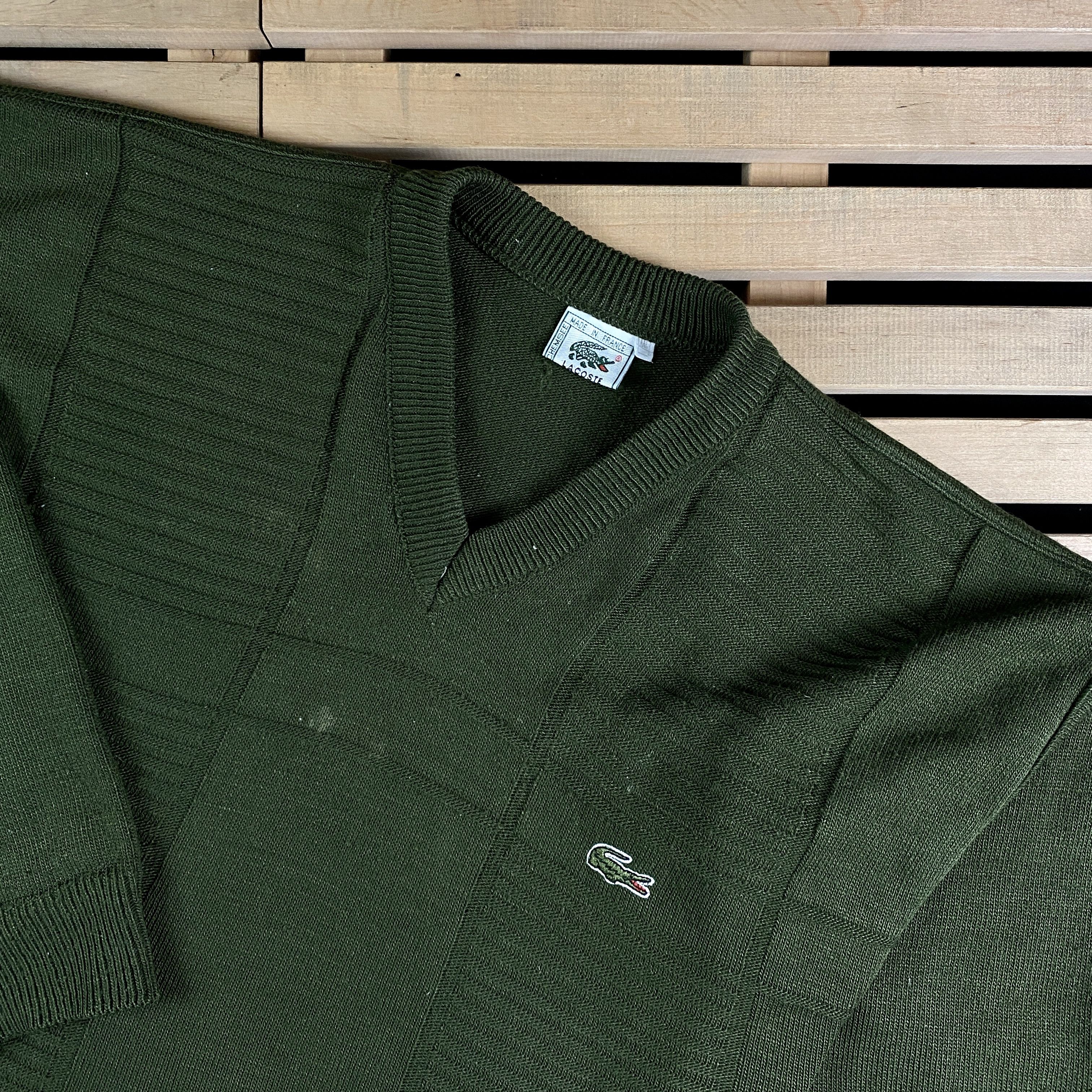 Lacoste × Vintage Mens Sweater Jumper Lacoste Vintage V Neck Size M Size US M / EU 48-50 / 2 - 2 Thumbnail