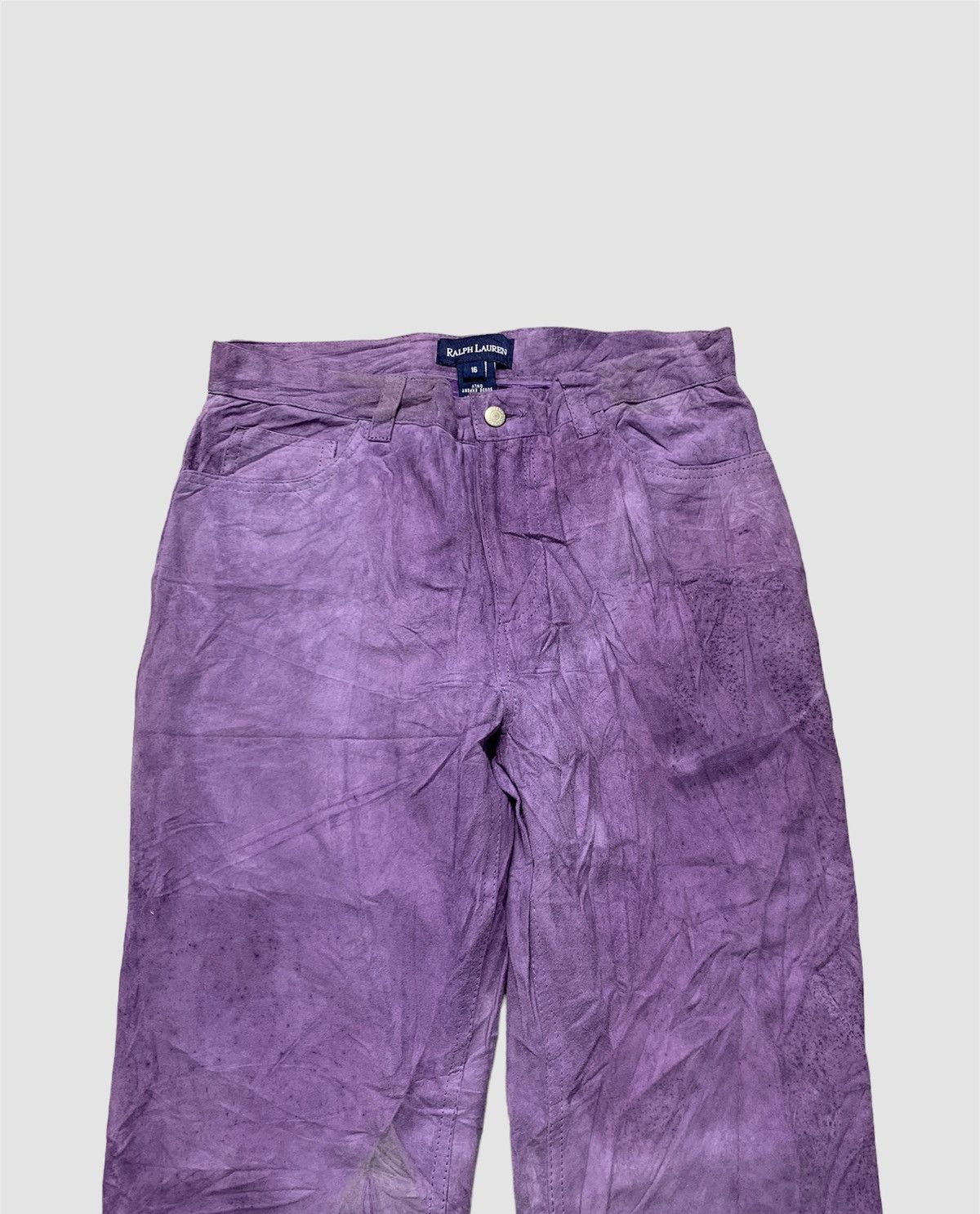 Genuine Leather × Ralph Lauren × Vintage Vintage 90s Ralph Lauren Suede Leather Pants Size 28" / US 6 / IT 42 - 4 Thumbnail
