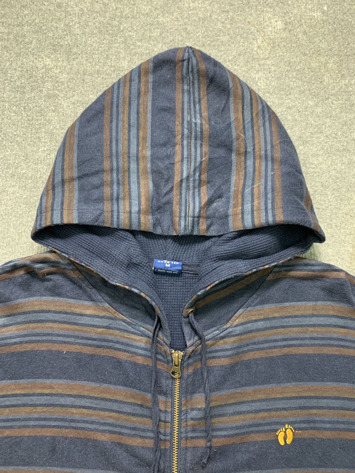 Hang Ten × Vintage Vintage 90s Hang Ten Striped Hoodie Size US M / EU 48-50 / 2 - 7 Thumbnail