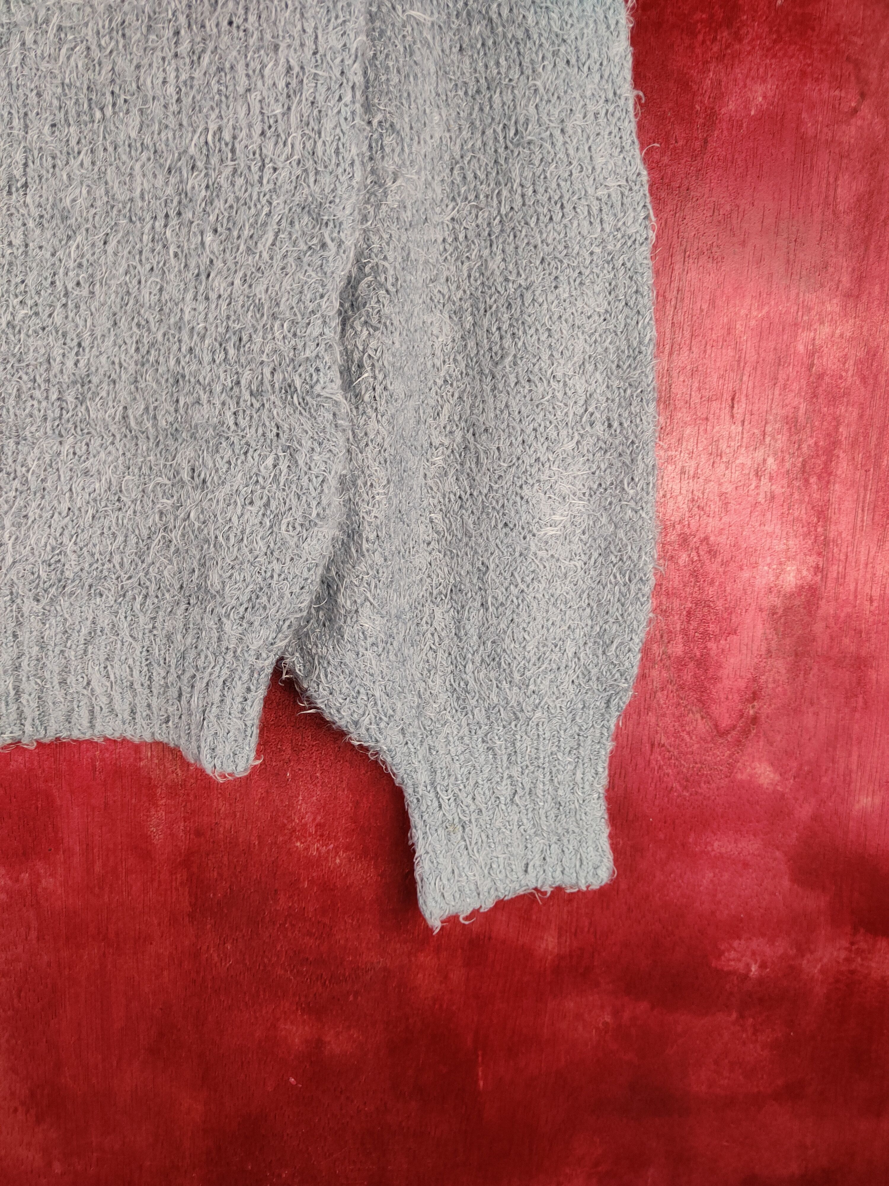 Vintage DLS GU Blue Shag Shaggy Fur Mohair Knitwear #BB604 Size M / US 6-8 / IT 42-44 - 6 Thumbnail