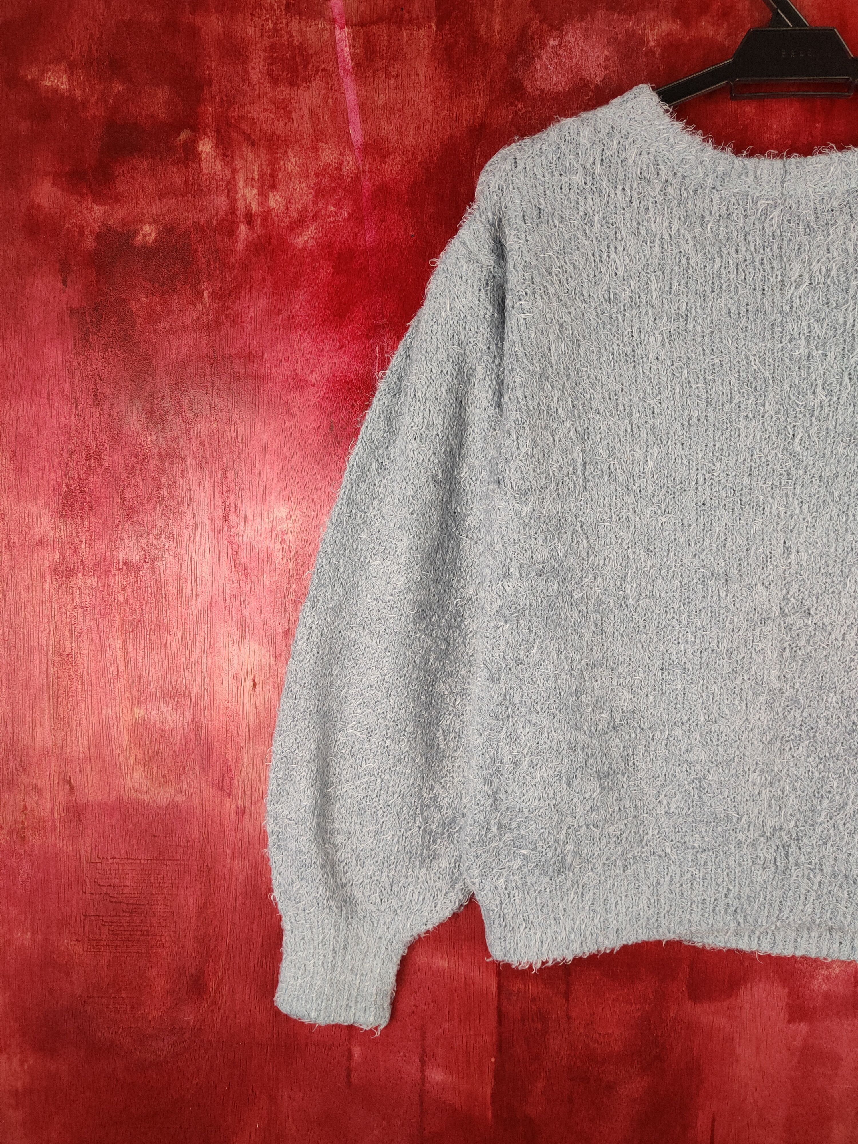 Vintage DLS GU Blue Shag Shaggy Fur Mohair Knitwear #BB604 Size M / US 6-8 / IT 42-44 - 8 Thumbnail