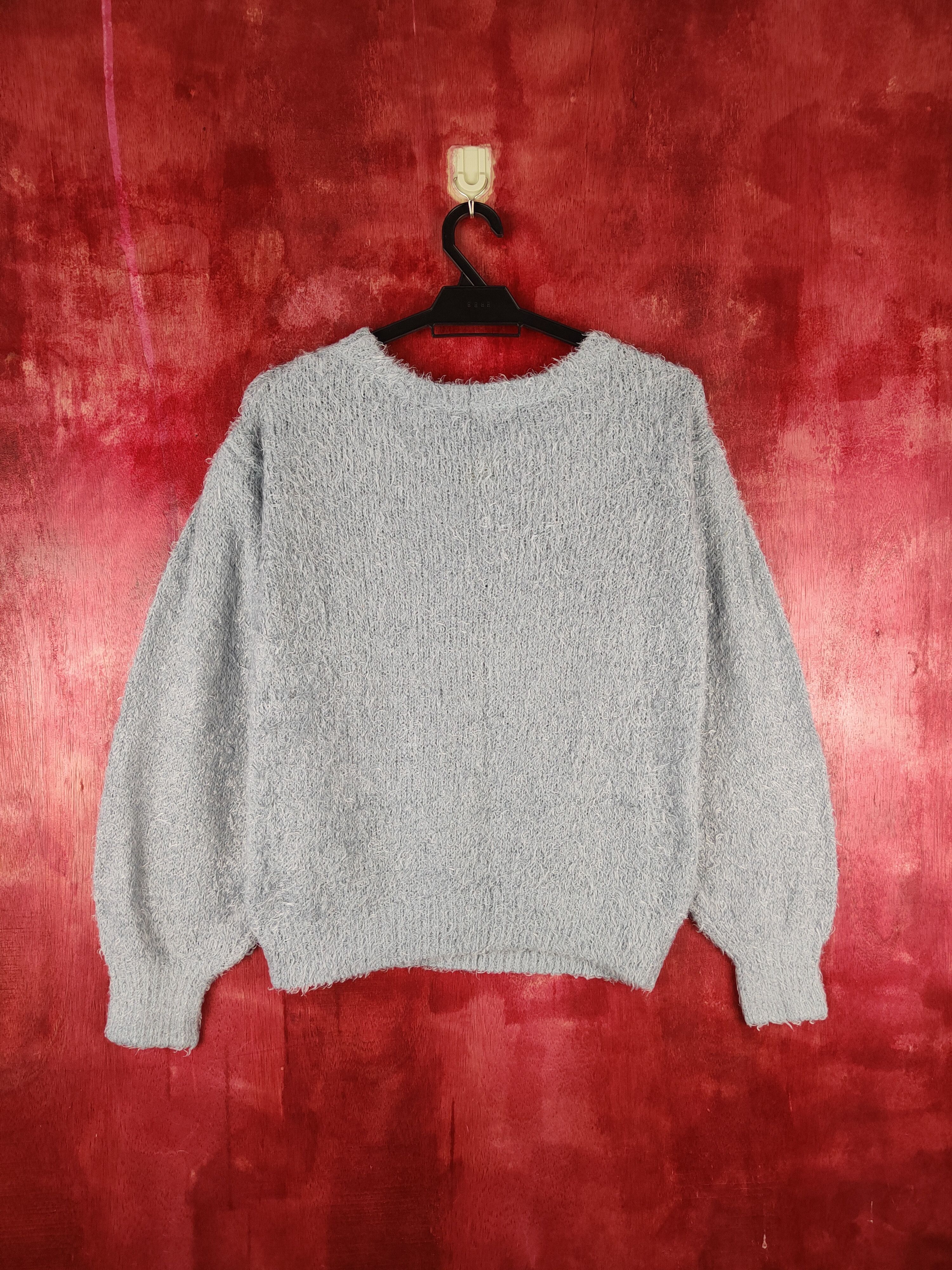 Vintage DLS GU Blue Shag Shaggy Fur Mohair Knitwear #BB604 Size M / US 6-8 / IT 42-44 - 7 Thumbnail