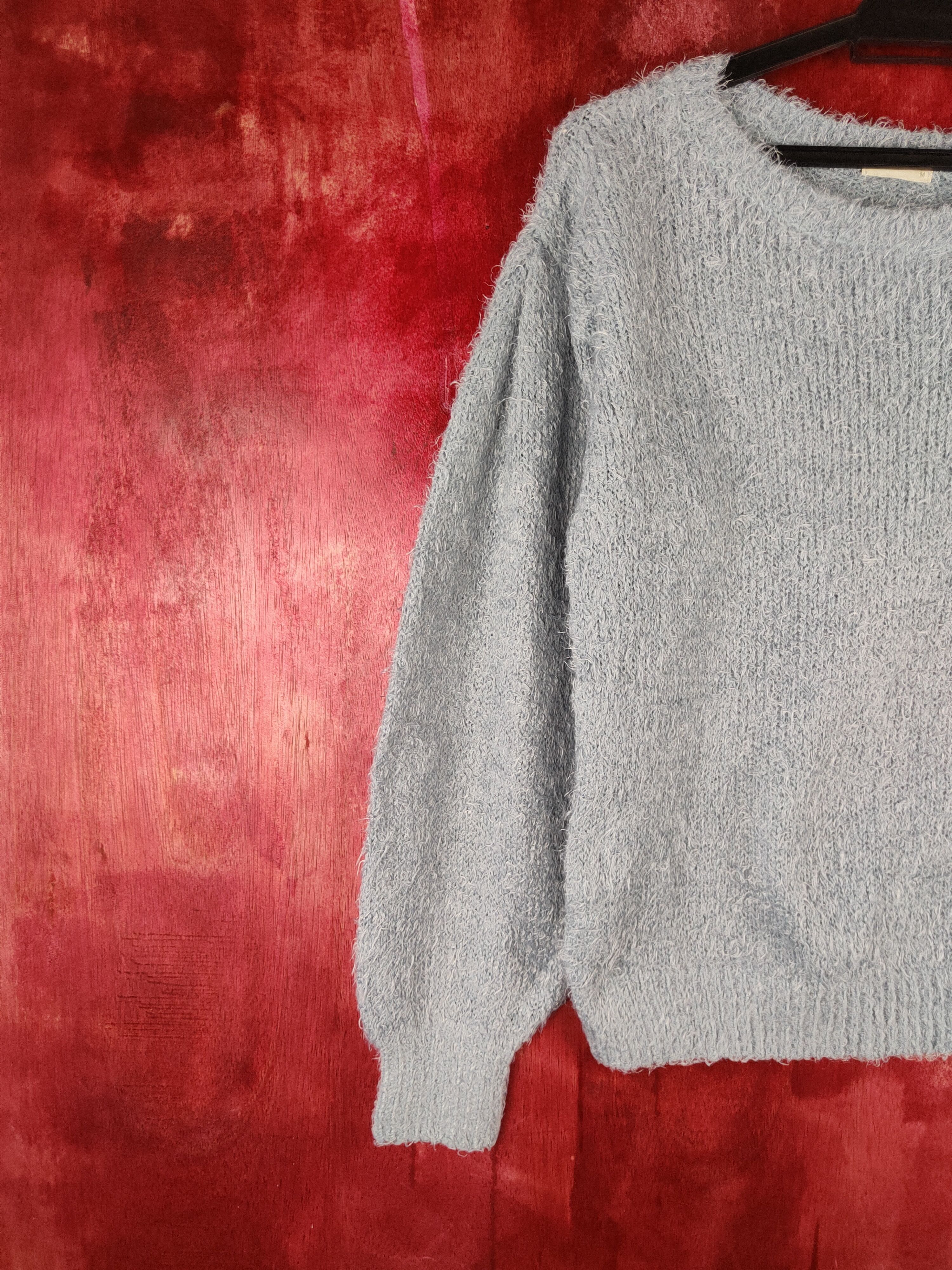 Vintage DLS GU Blue Shag Shaggy Fur Mohair Knitwear #BB604 Size M / US 6-8 / IT 42-44 - 3 Thumbnail