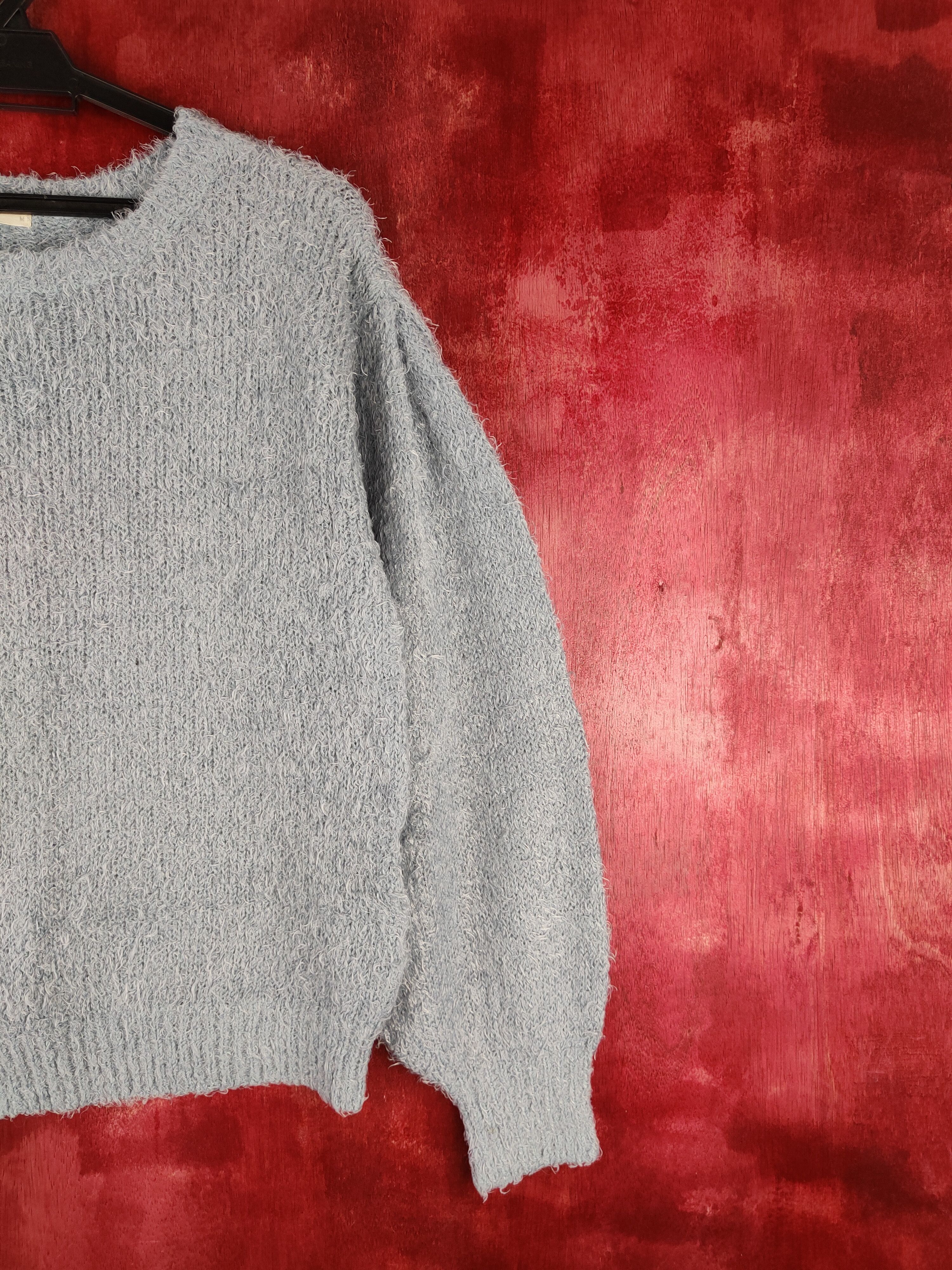 Vintage DLS GU Blue Shag Shaggy Fur Mohair Knitwear #BB604 Size M / US 6-8 / IT 42-44 - 5 Thumbnail