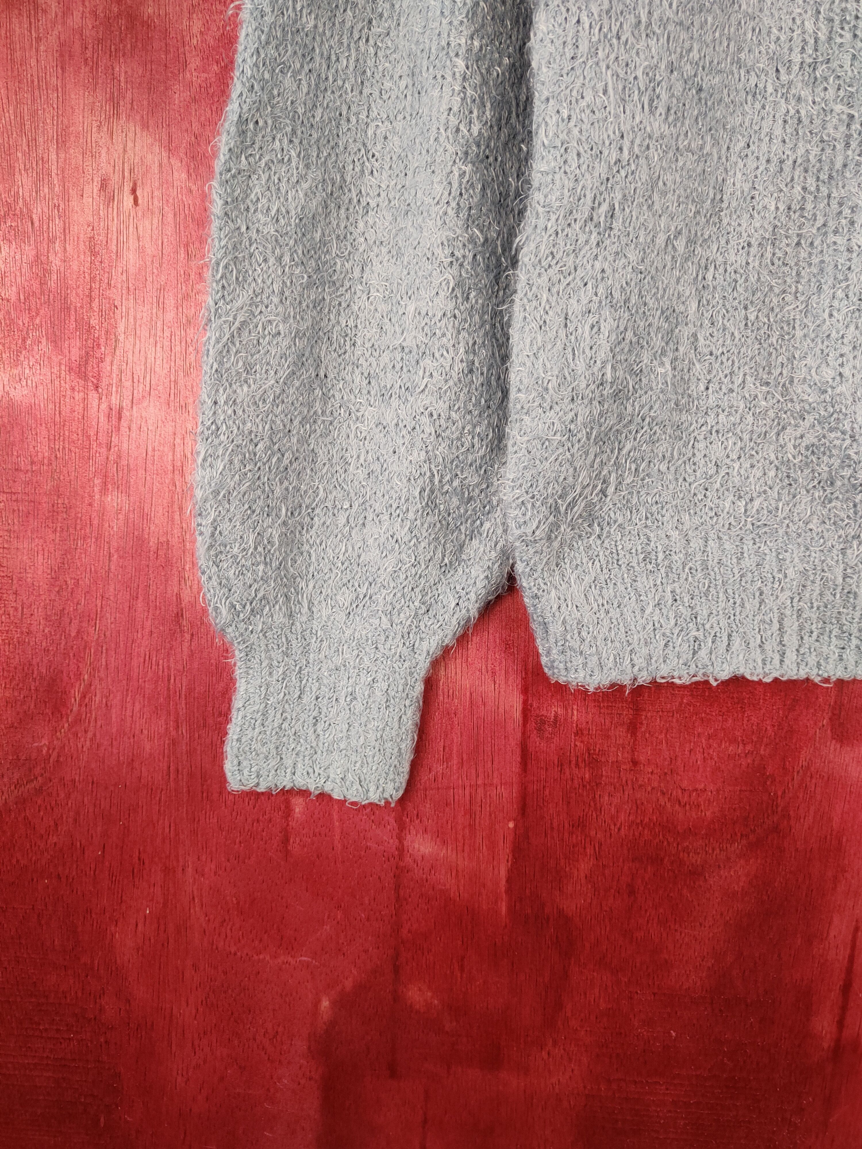 Vintage DLS GU Blue Shag Shaggy Fur Mohair Knitwear #BB604 Size M / US 6-8 / IT 42-44 - 4 Thumbnail