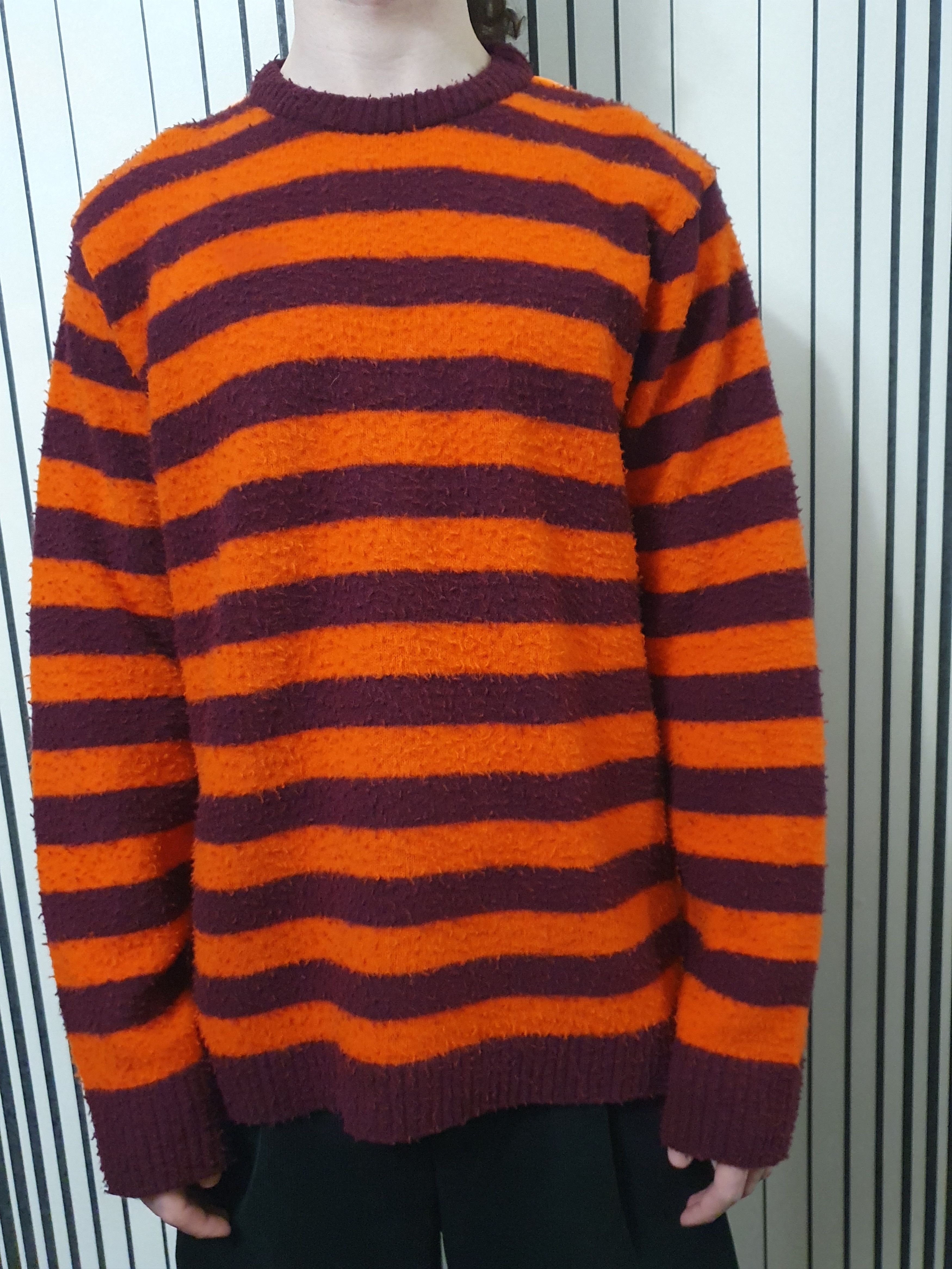 Distressed Sweater Orange And Black Striped Sweater Diesel Grinch