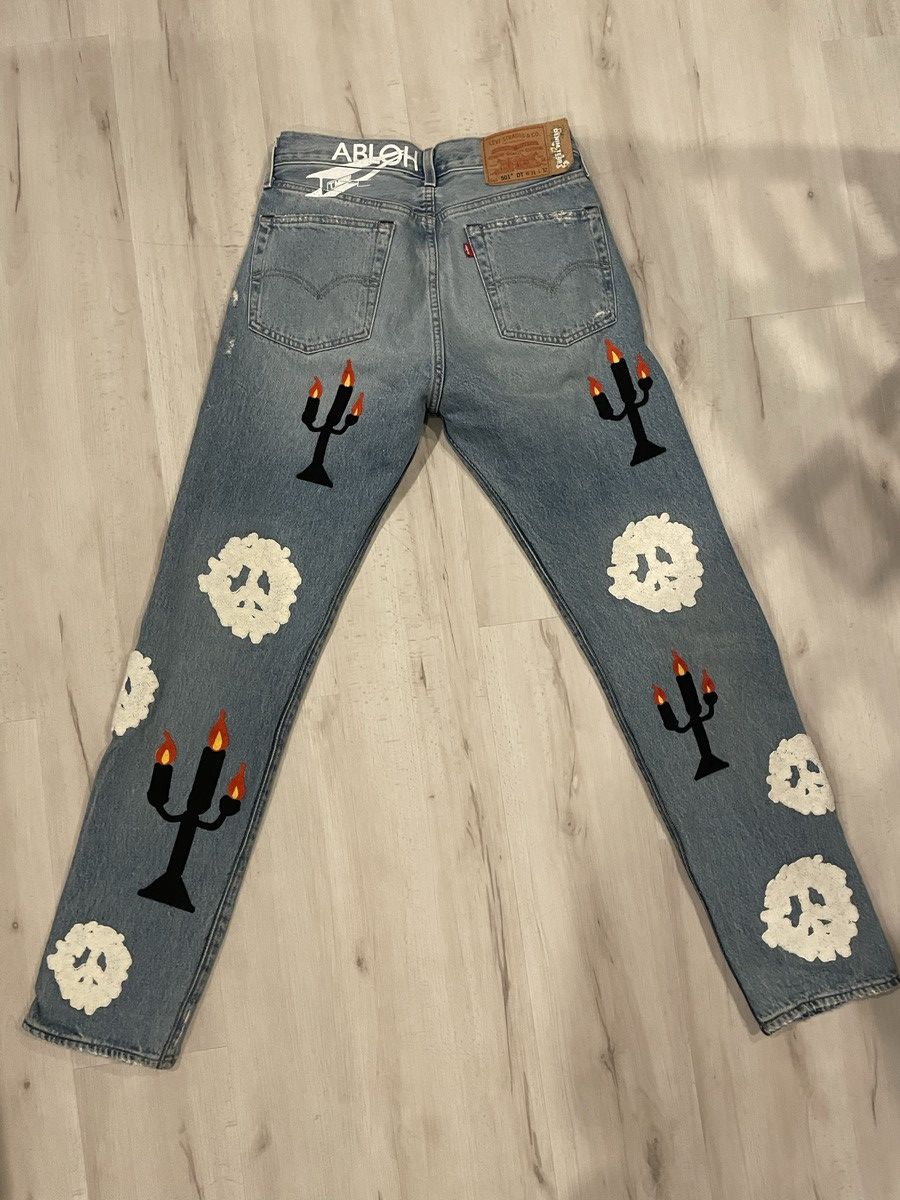 DENIM TEARS × Virgil Abloh Denim Tears Virgil Abloh Message In A Tear Embroidered Size US 31 - 2 Thumbnail