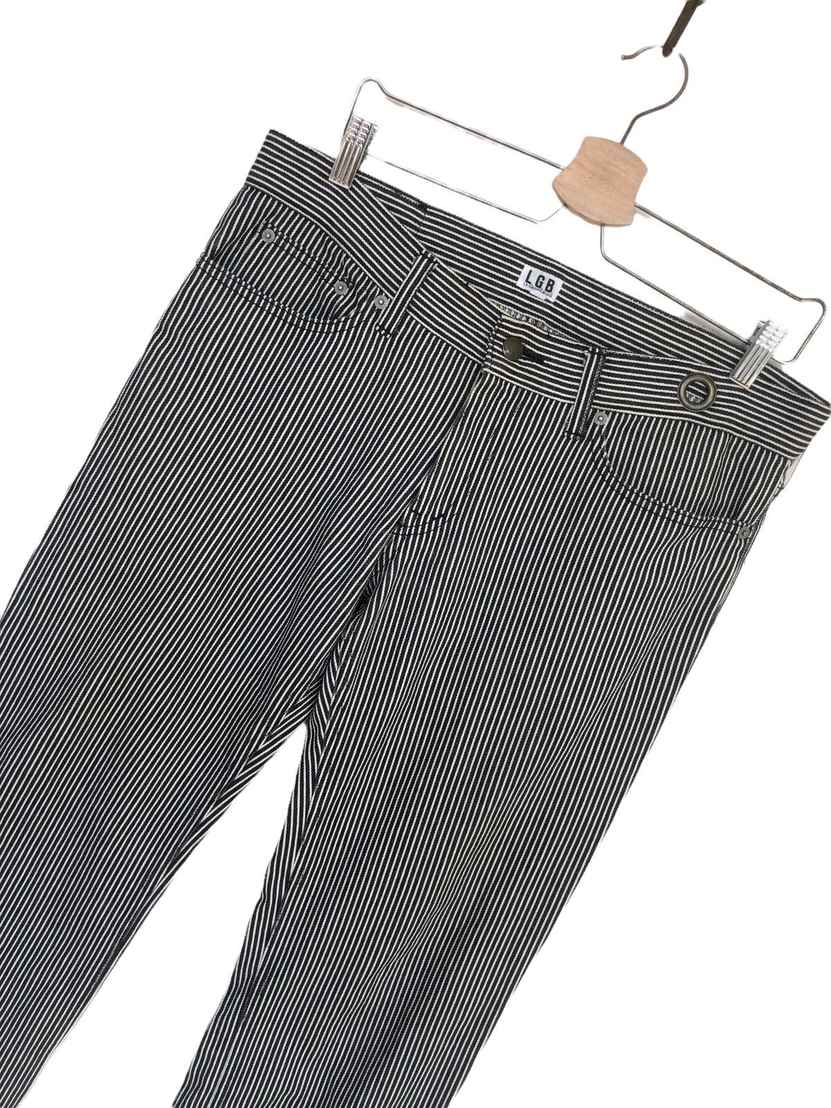 Le Grande Bleu (L.G.B.) GRAIL🔥OG Le Grand Bleu 🇯🇵 Rockabilly Striped Weird Denim Size US 35 - 6 Thumbnail