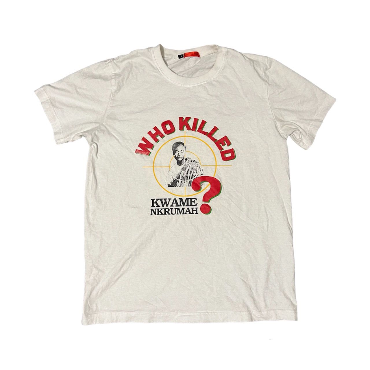 image of Vintage Free The Youth Ghana ‘Who Killed Kwame Nkrumah?’ Tee in White, Men's (Size Large)