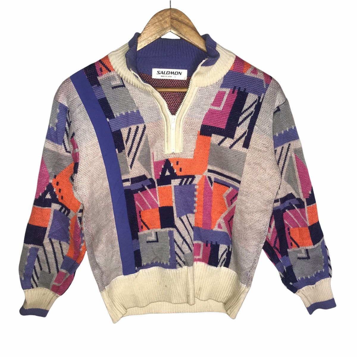 vintage salomon multicolor knitted sweater made in japan