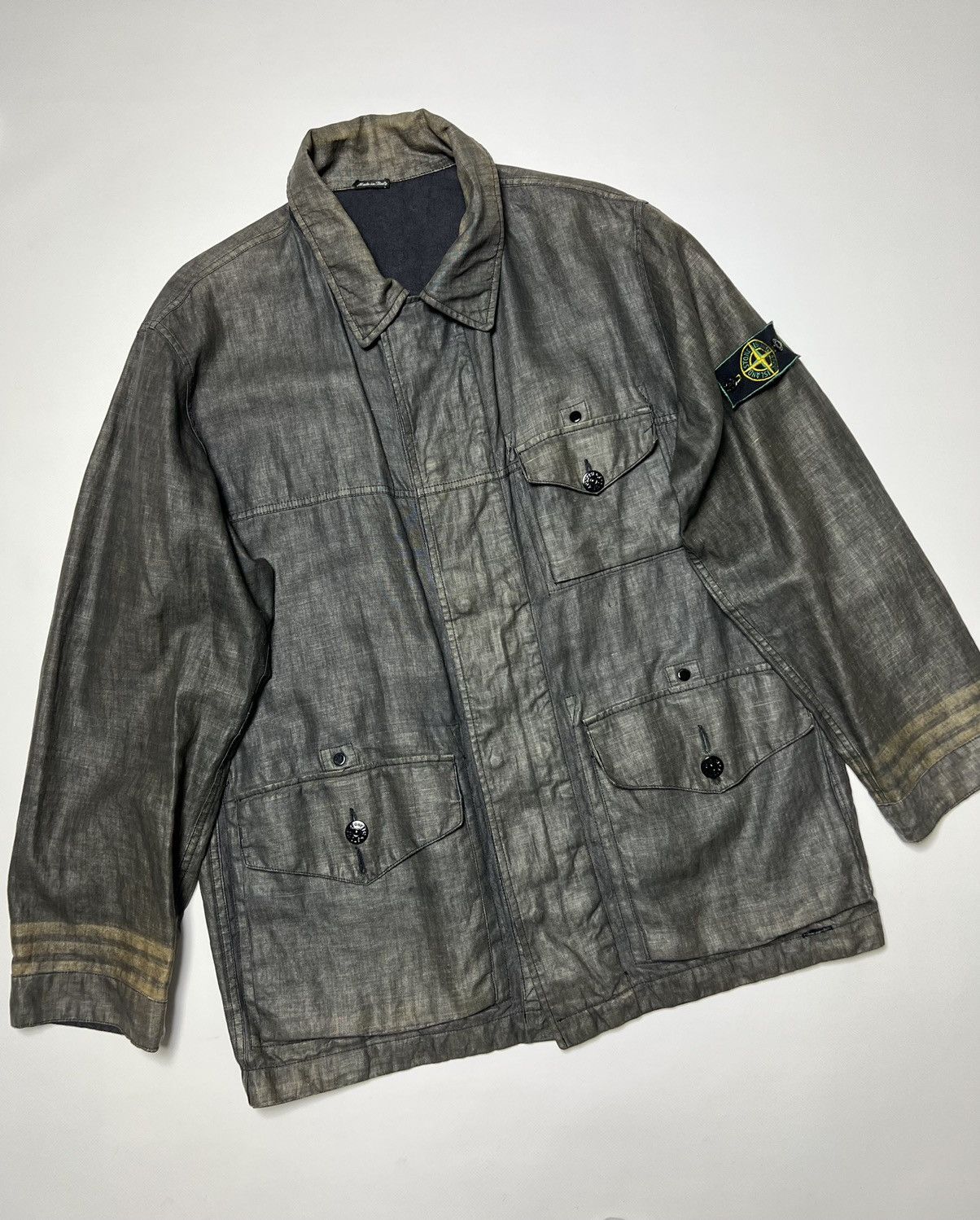 image of Massimo Osti x Stone Island Bilateral Ss 1998 Lino Flax Jacket M, Men's (Size Medium)