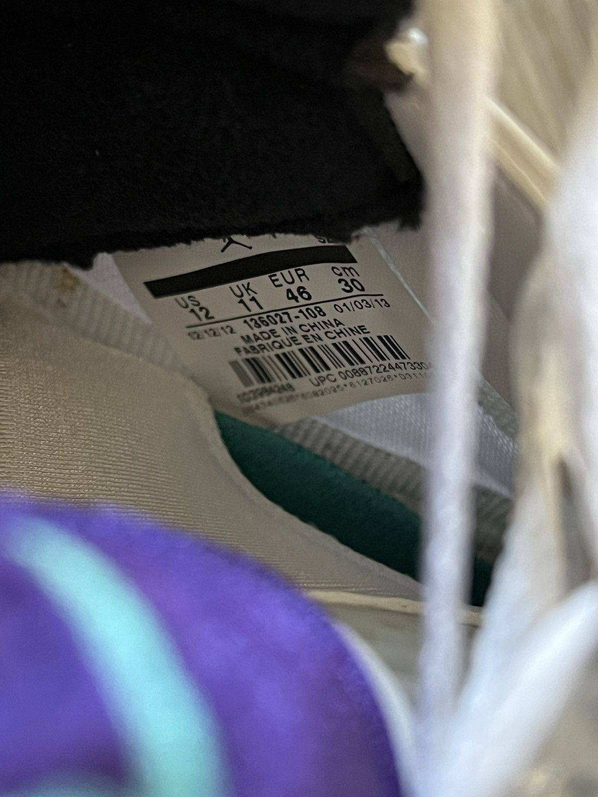 Jordan Brand Grape Air Jordan 5 Retro (2013) VNDS Sz 12 White Purple Size US 12 / EU 45 - 6 Thumbnail