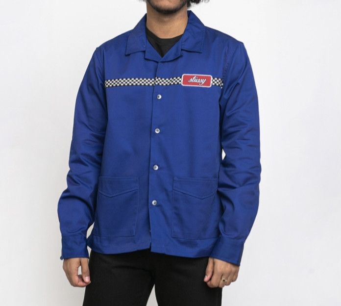 Hypebeast × Stussy Vintage Stüssy Racing Checker Work LS Shirt Jacket Size US L / EU 52-54 / 3 - 1 Thumbnail