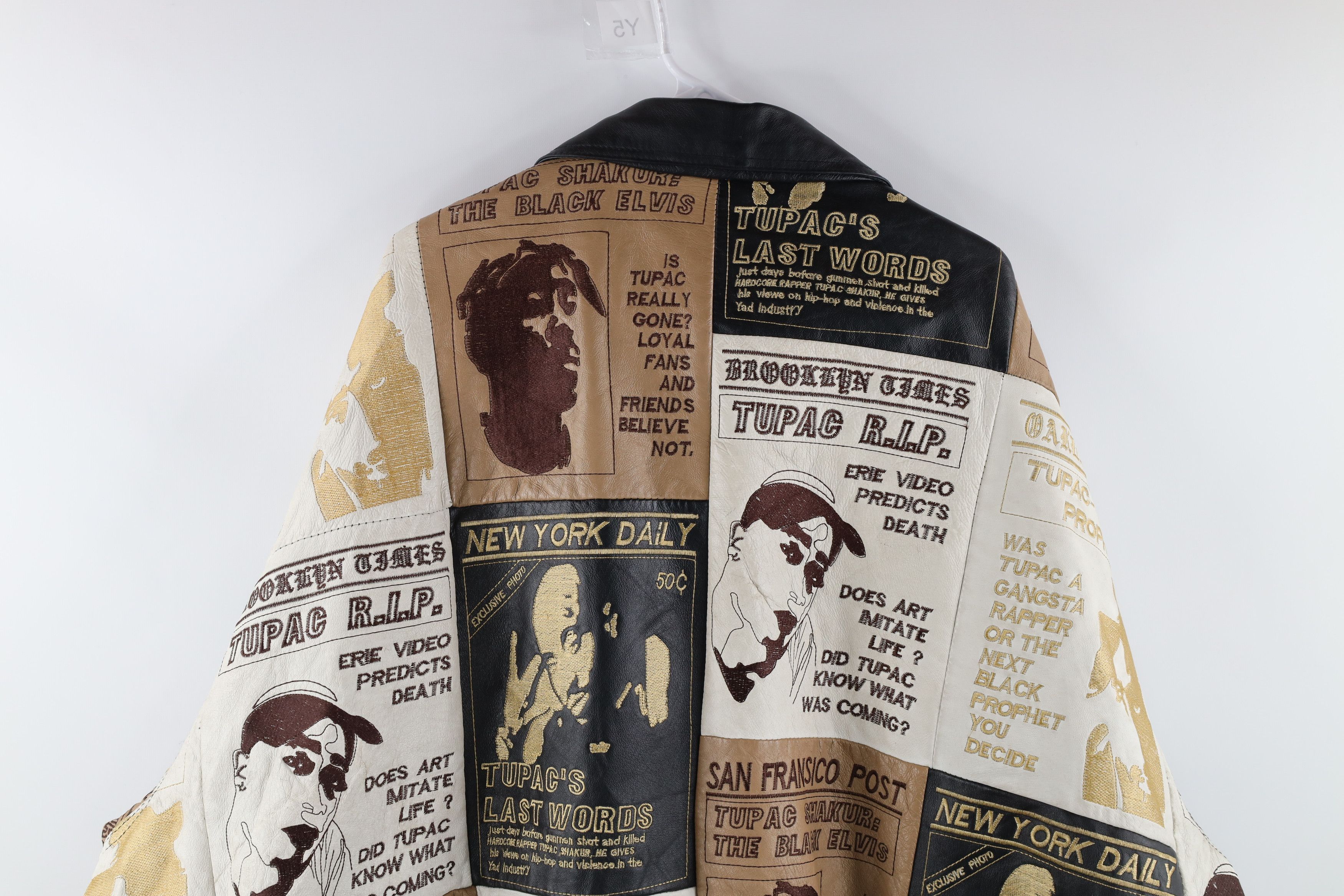 Vintage Vintage 90s Streetwear Leather 2 Pac Bomber Jacket 7XL Size US XXL / EU 58 / 5 - 9 Thumbnail