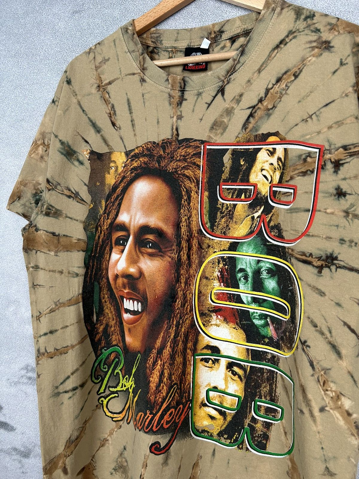 Band Tees Vintage Bob Marley Tie Dye Tee Beige Brown 90s Size US XL / EU 56 / 4 - 3 Thumbnail