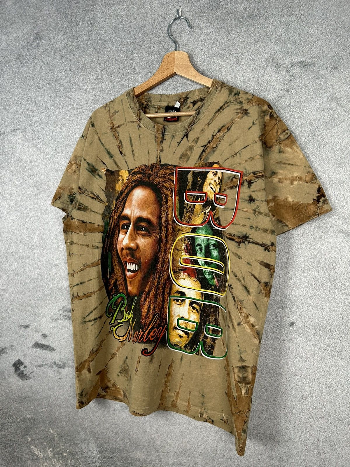 Band Tees Vintage Bob Marley Tie Dye Tee Beige Brown 90s Size US XL / EU 56 / 4 - 2 Thumbnail