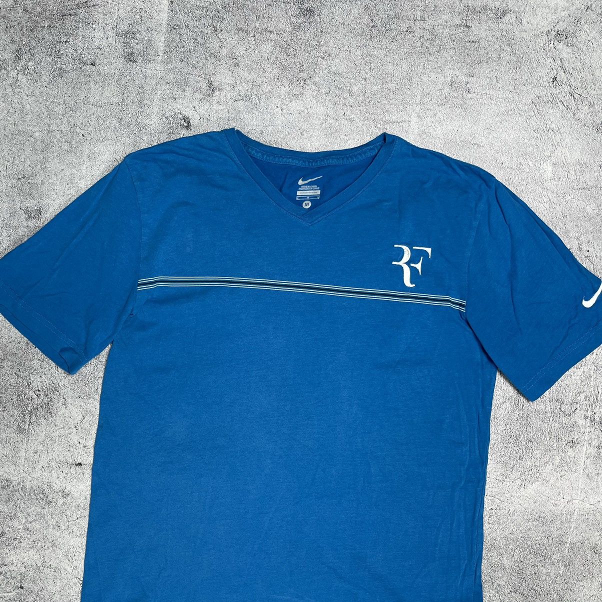 NIKE RF T-SHIRT US SIZE 『M』 BLUE フェデラー Nike Shirt men blue Roger Federer RF Stretch Tennis size 2XL