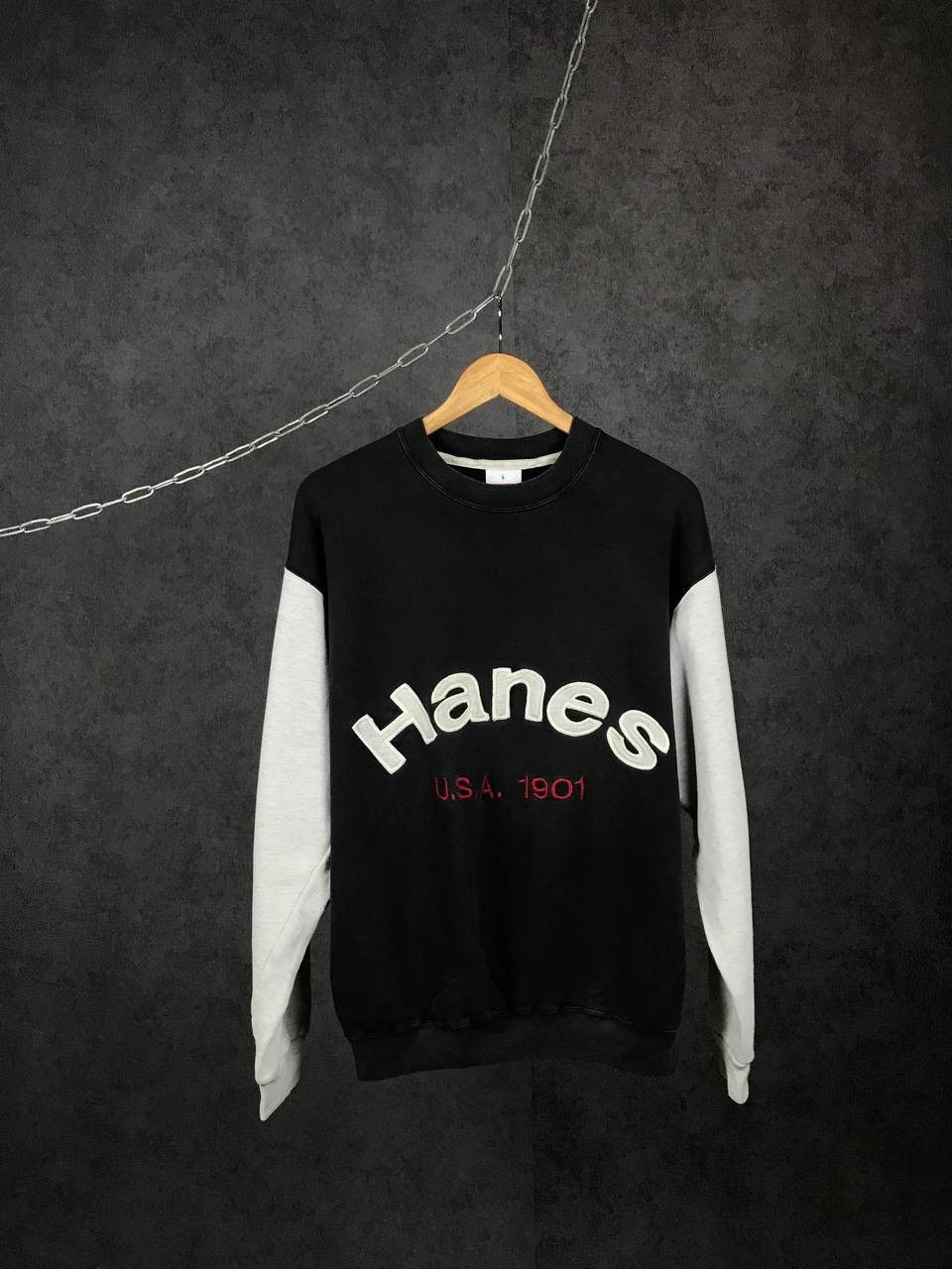 Hanes Hanes USA vintage center big logo sweatshirt Size US L / EU 52-54 / 3 - 1 Thumbnail