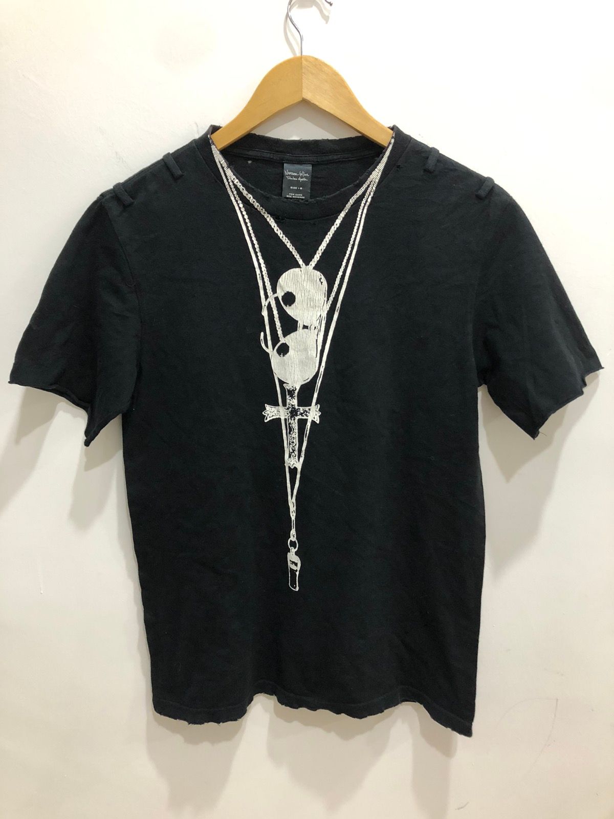 Pre-owned Number N Ine Ss06 Welcome To The Shadow Necklace Cross Tee In Black