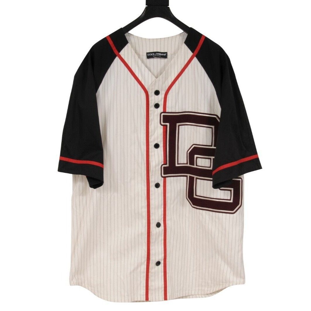 Dolce & Gabbana White Black Striped Baseball Jersey Size US M / EU 48-50 / 2 - 1 Thumbnail