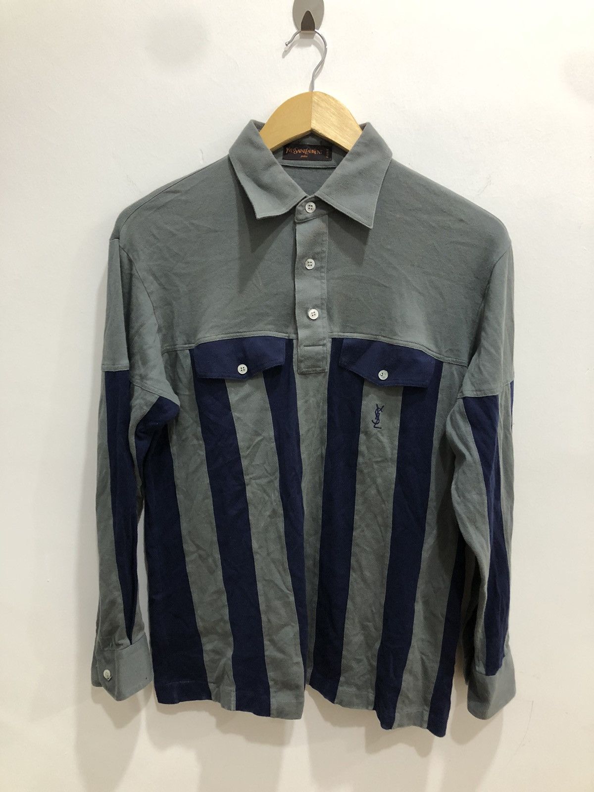Yves Saint Laurent Vintage Yves Saint Laurent Double Pocket Stripes Longsleeve Size US M / EU 48-50 / 2 - 1 Thumbnail