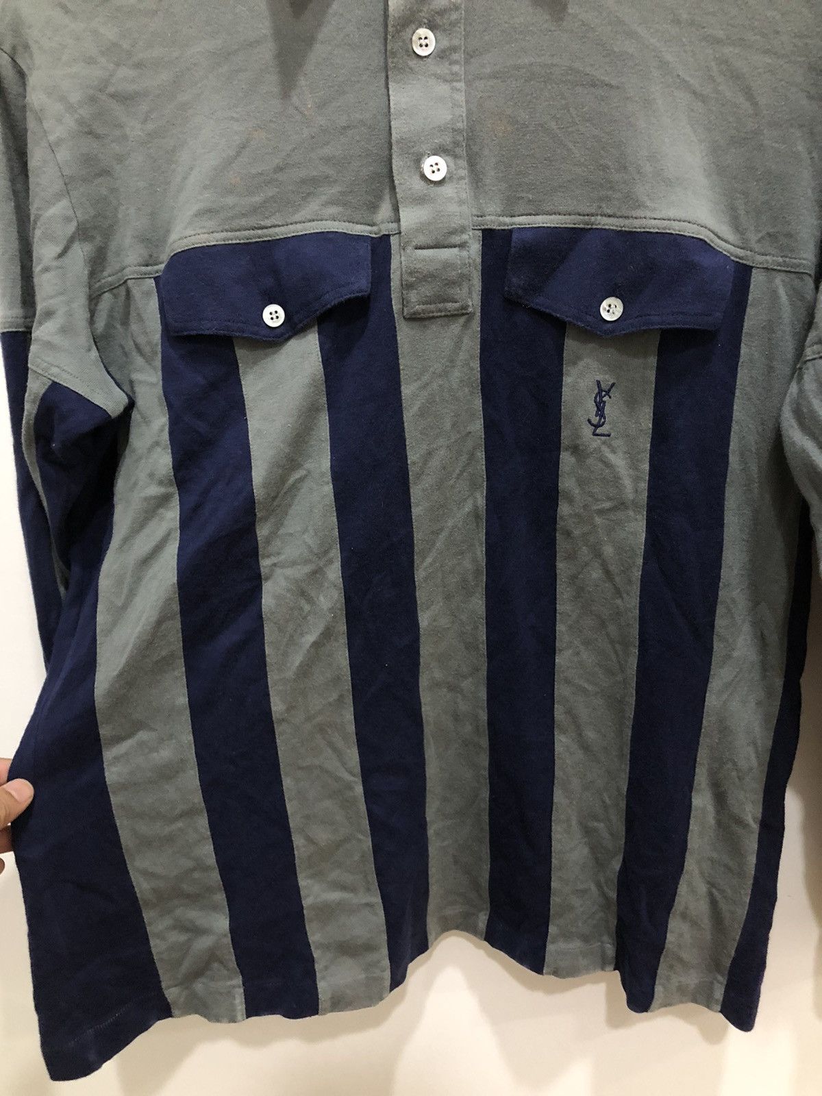 Yves Saint Laurent Vintage Yves Saint Laurent Double Pocket Stripes Longsleeve Size US M / EU 48-50 / 2 - 7 Thumbnail
