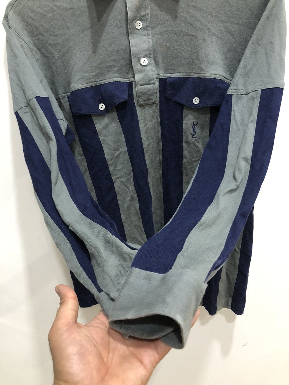 Yves Saint Laurent Vintage Yves Saint Laurent Double Pocket Stripes Longsleeve Size US M / EU 48-50 / 2 - 6 Thumbnail