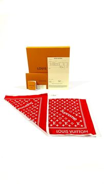 Louis Vuitton x Supreme 2017 LV Monogram Scarf - Red Scarves