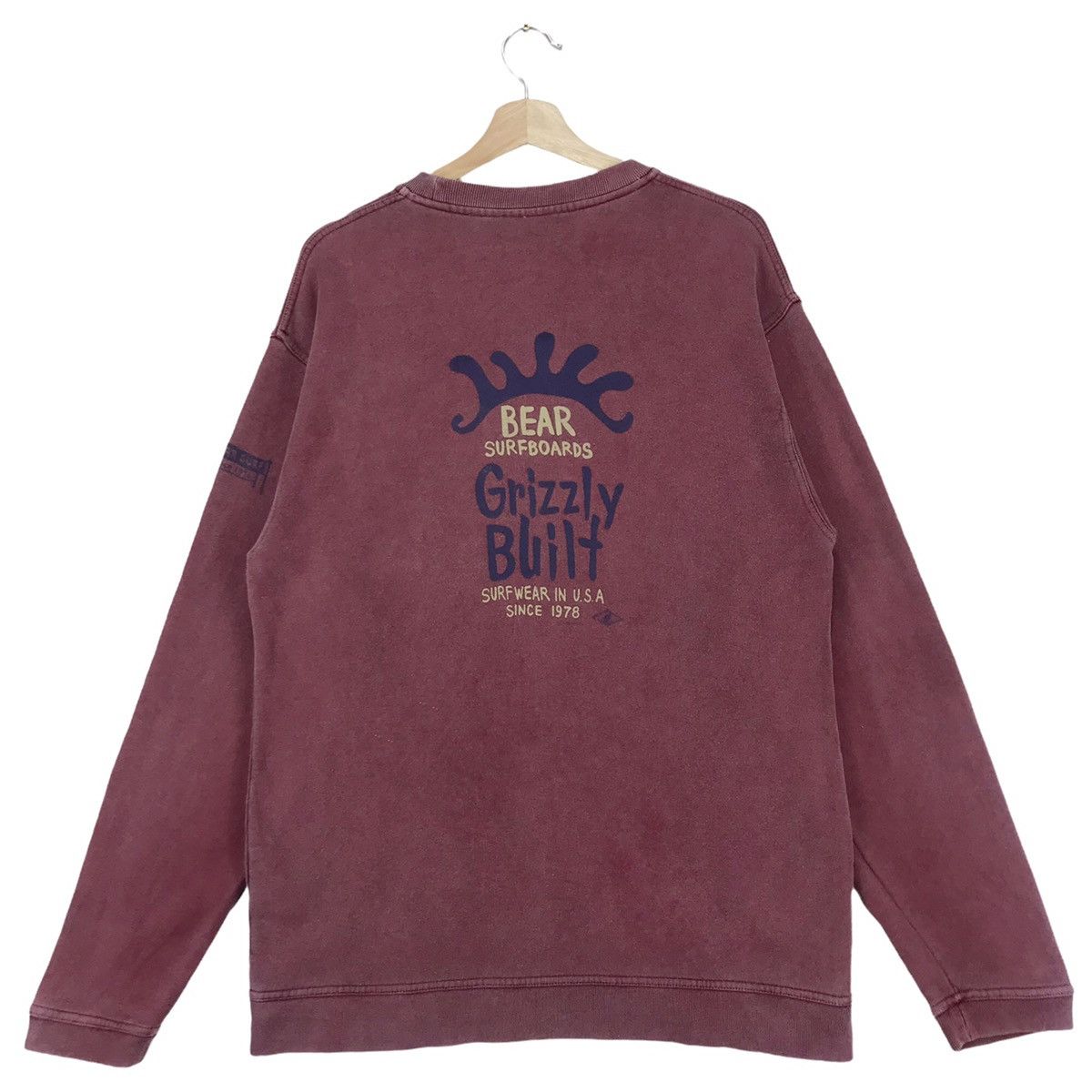 Vintage 90’s Bear Surfboards Sweatshirts Stonewash Red Crewneck Size US M / EU 48-50 / 2 - 1 Thumbnail