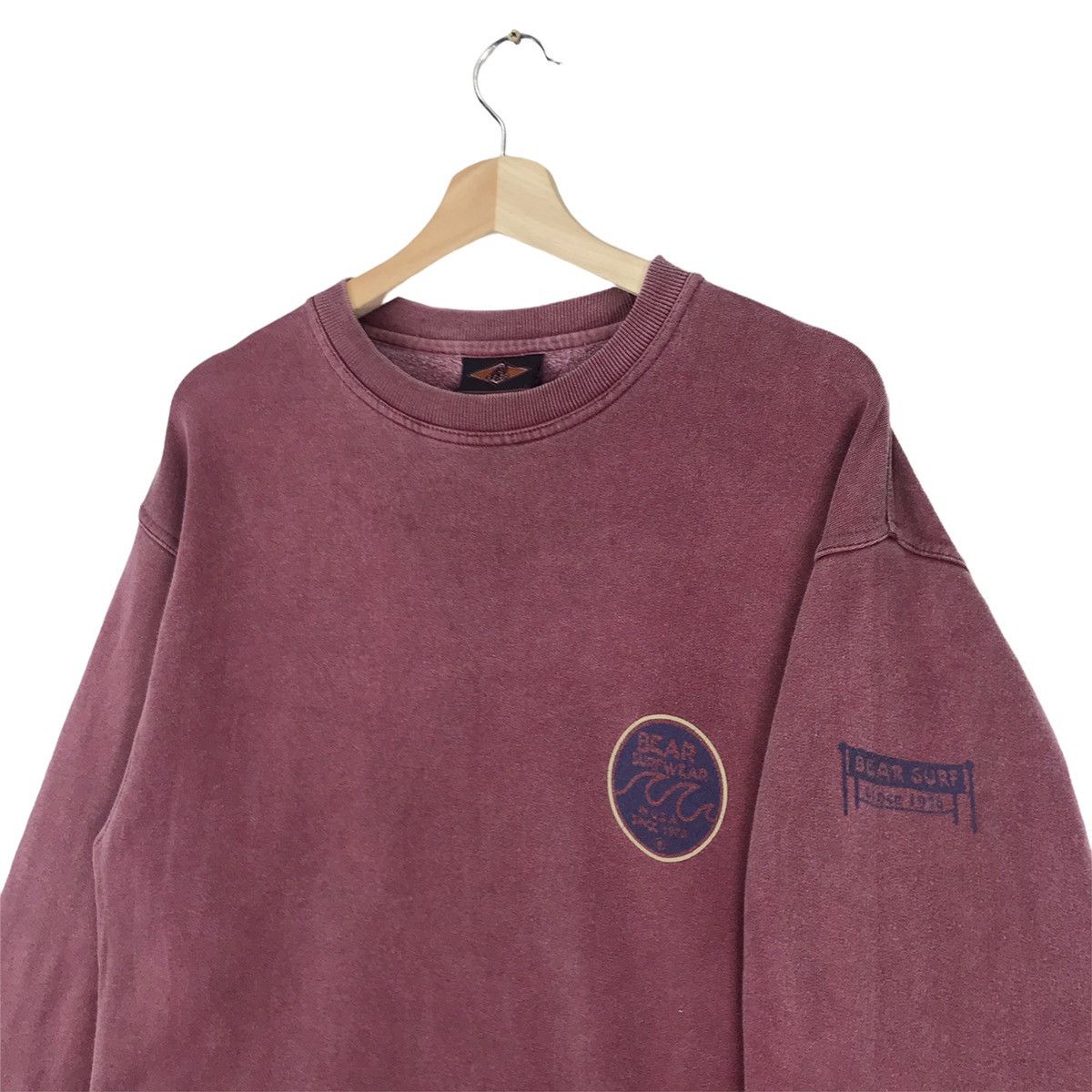 Vintage 90’s Bear Surfboards Sweatshirts Stonewash Red Crewneck Size US M / EU 48-50 / 2 - 6 Thumbnail