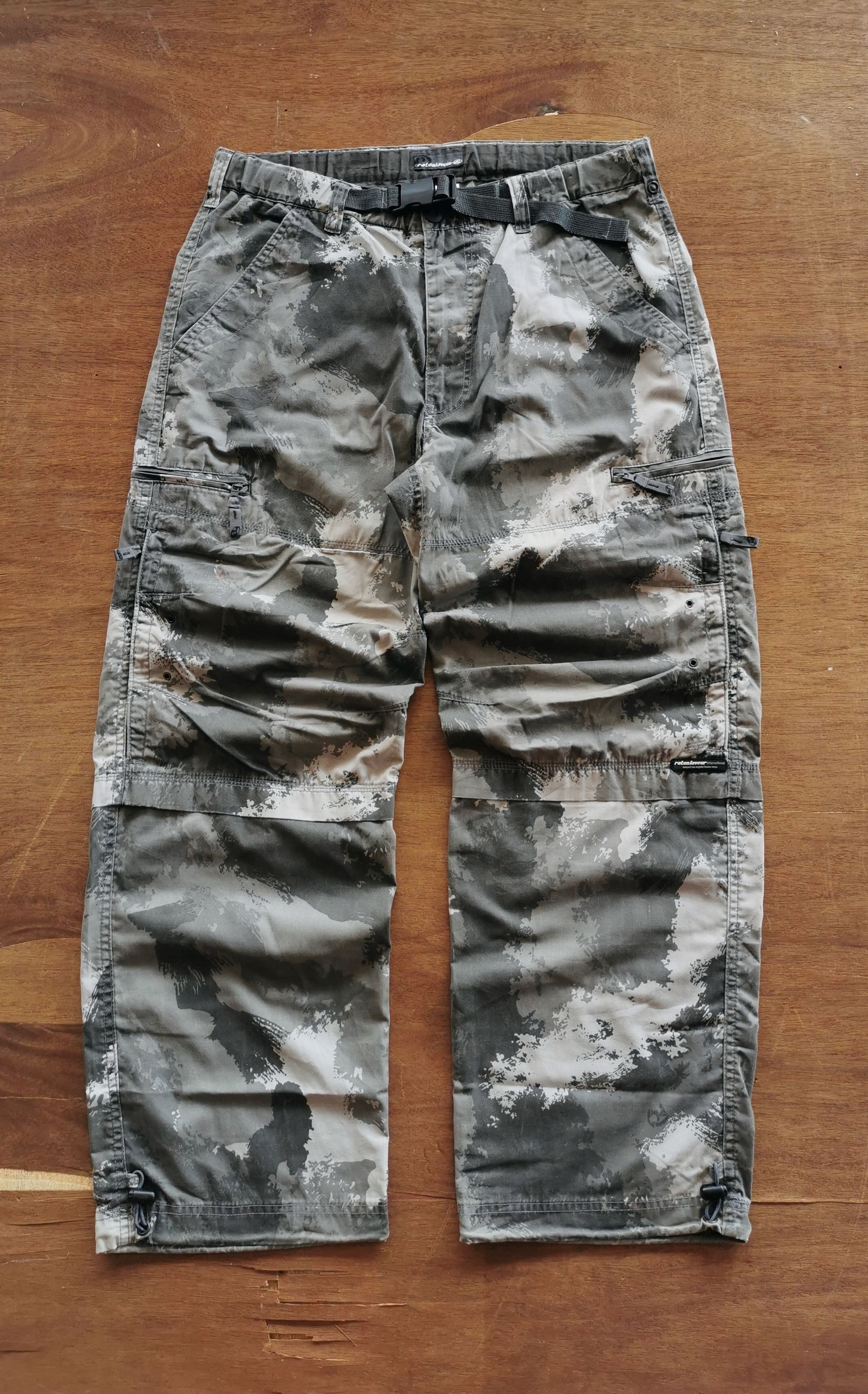 Japanese Brand Ratonlaveur Grey Camo Cargo PANTS MULTIPOCKET Size US 34 / EU 50 - 1 Thumbnail
