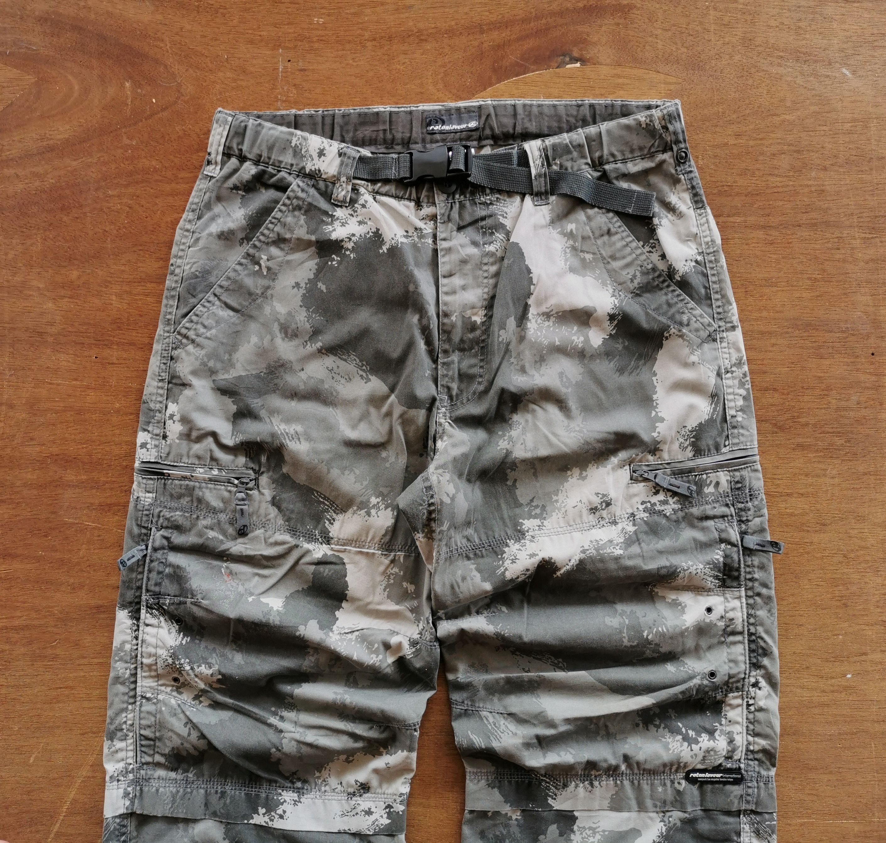 Japanese Brand Ratonlaveur Grey Camo Cargo PANTS MULTIPOCKET Size US 34 / EU 50 - 5 Thumbnail