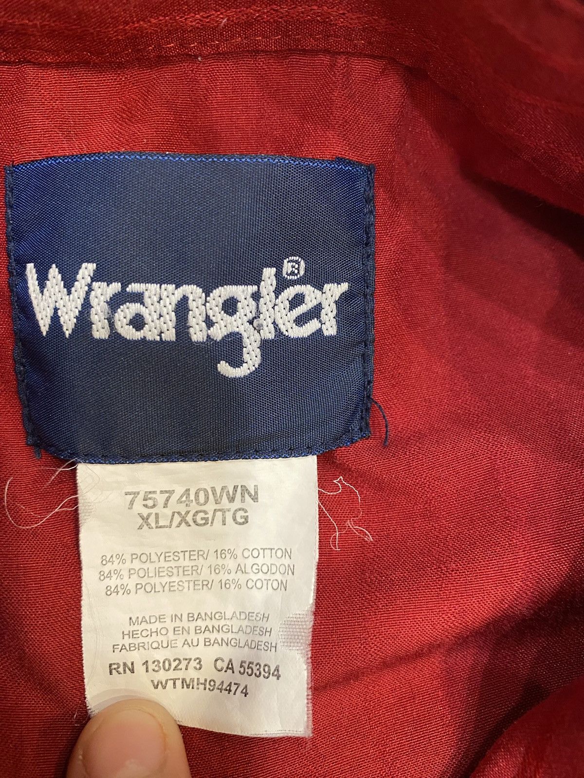 Vintage × Wrangler Wrangler Western Cherry Red Pearl Snap Shirt Size US XL / EU 56 / 4 - 4 Thumbnail