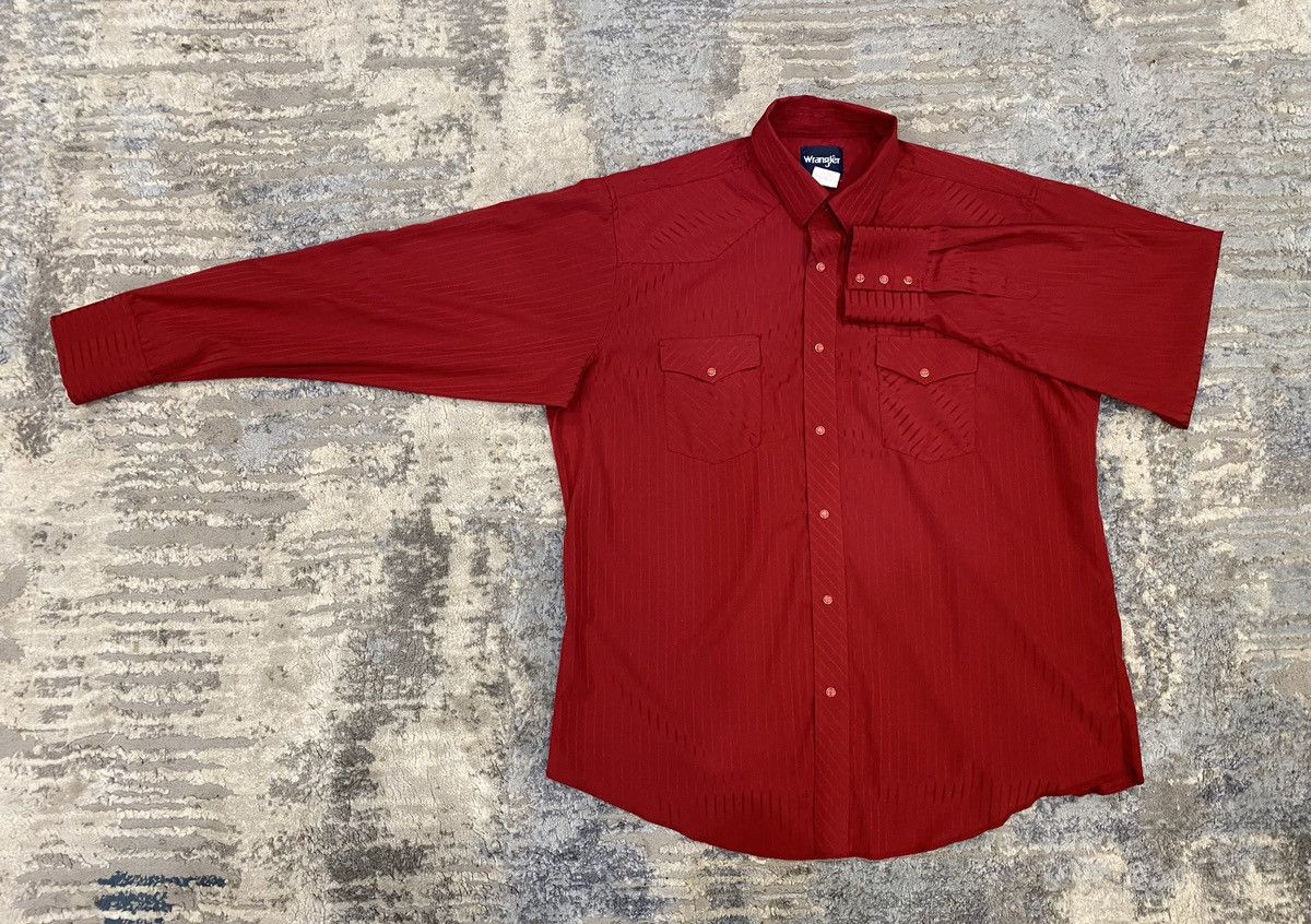Vintage × Wrangler Wrangler Western Cherry Red Pearl Snap Shirt Size US XL / EU 56 / 4 - 1 Thumbnail