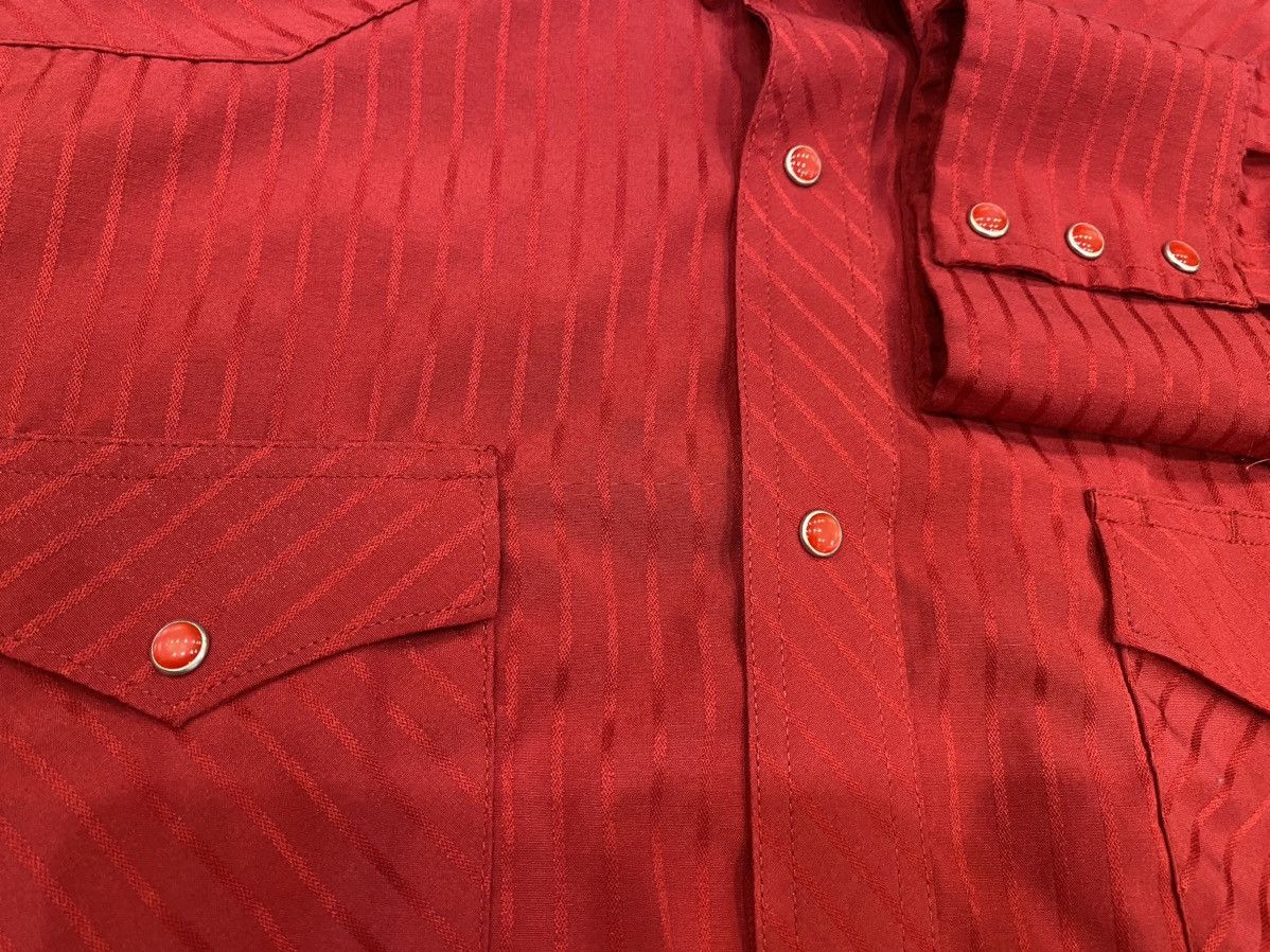 Vintage × Wrangler Wrangler Western Cherry Red Pearl Snap Shirt Size US XL / EU 56 / 4 - 2 Thumbnail
