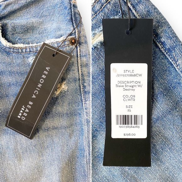 Veronica Beard NWT Veronica Beard Blake Straight jeans with Destory, 25 Size 25" / US 0 / IT 36 - 10 Thumbnail