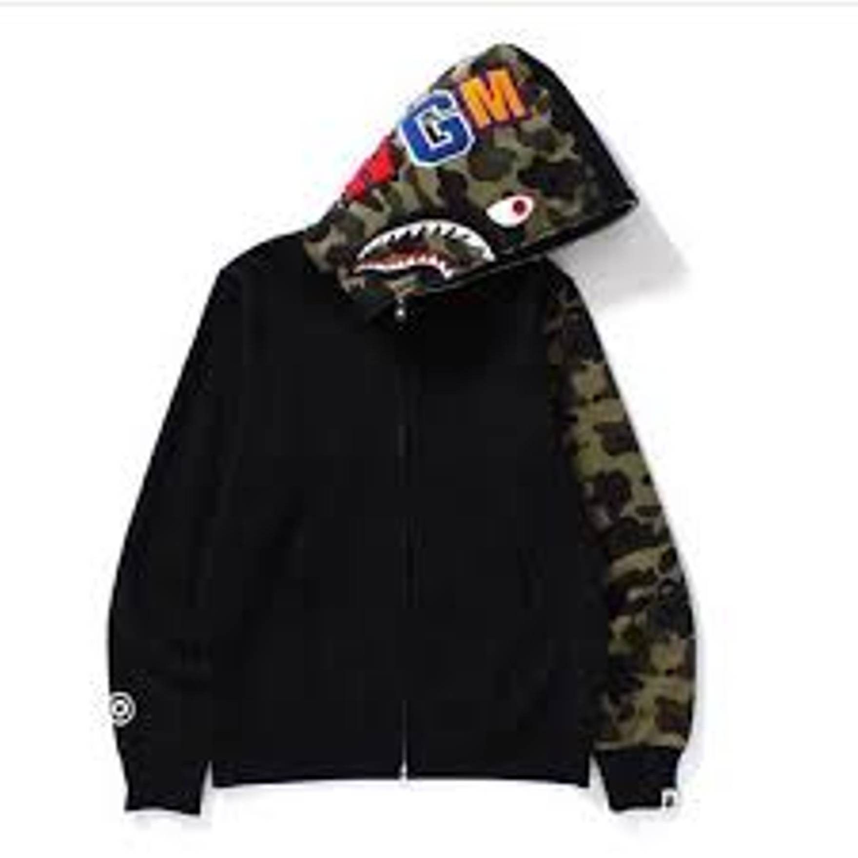 Bape Camo Sleeve Shark Hoodie Full Zip Size US XL / EU 56 / 4 - 1 Thumbnail