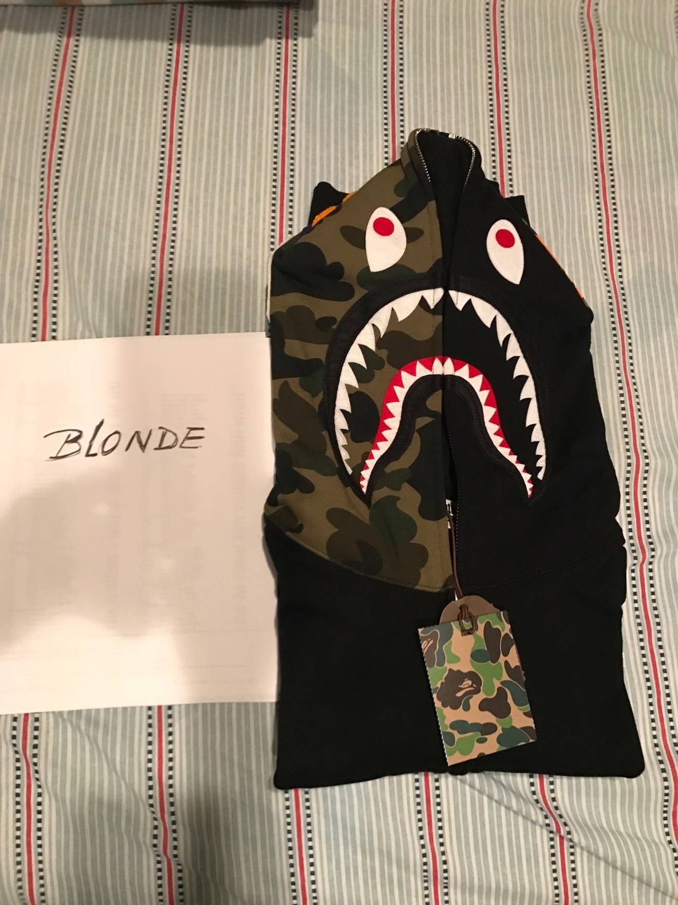 Bape Camo Sleeve Shark Hoodie Full Zip Size US XL / EU 56 / 4 - 2 Thumbnail