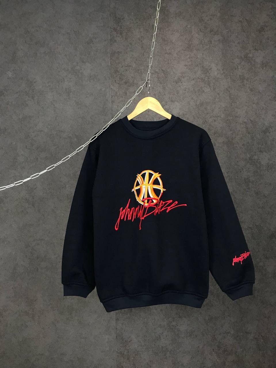 image of Rap Tees x Vintage Johnny Blaze Vintage Rap Wu Tang Sweatshirt in Navy, Men's (Size Large)