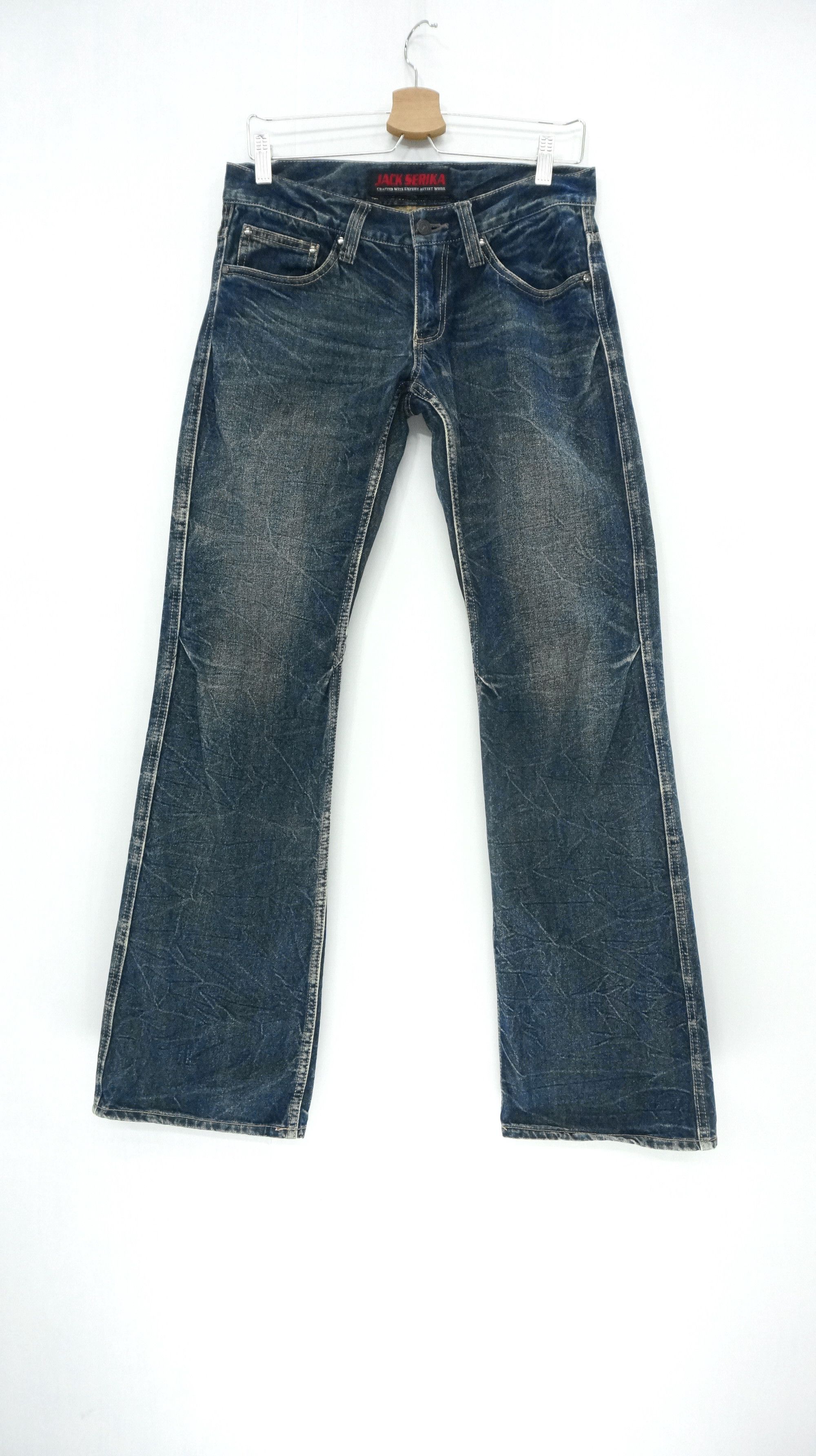 Hysteric Glamour VTG FLARE 🔥 JACK SERIKA Printed Wings Dark Blue Jeans Size US 30 / EU 46 - 2 Thumbnail