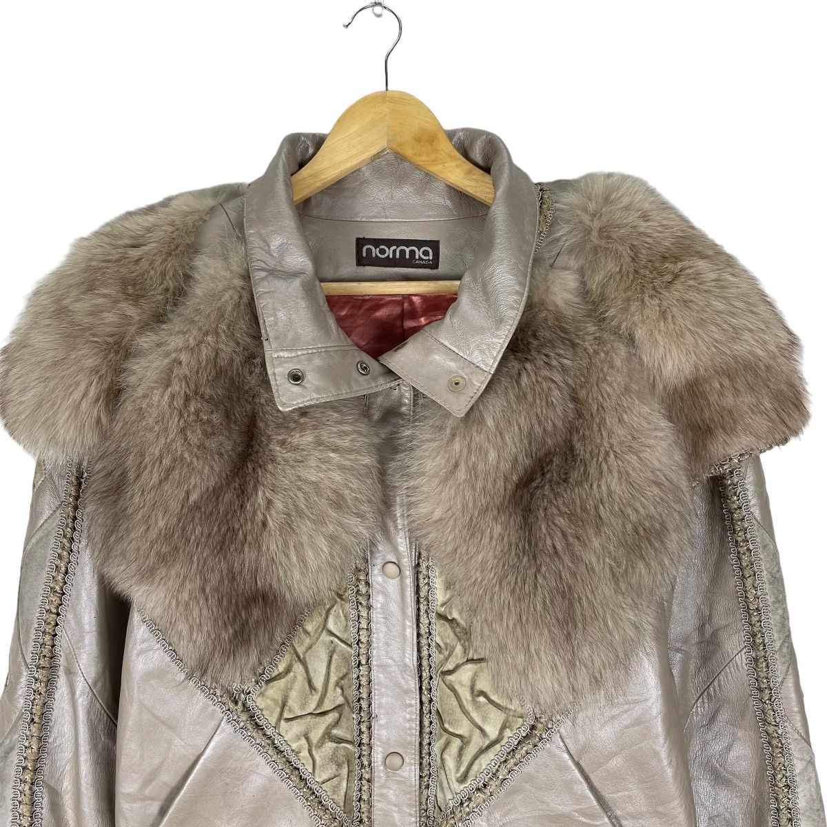 Vintage 🌟80s NORMA CANADA DETACHABLE FUR LEATHER JACKET Size S / US 4 / IT 40 - 3 Thumbnail