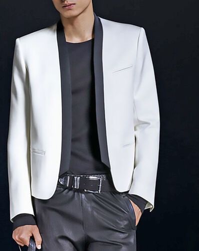 Balmain Balmain x H&M white wool open front blazer | Grailed