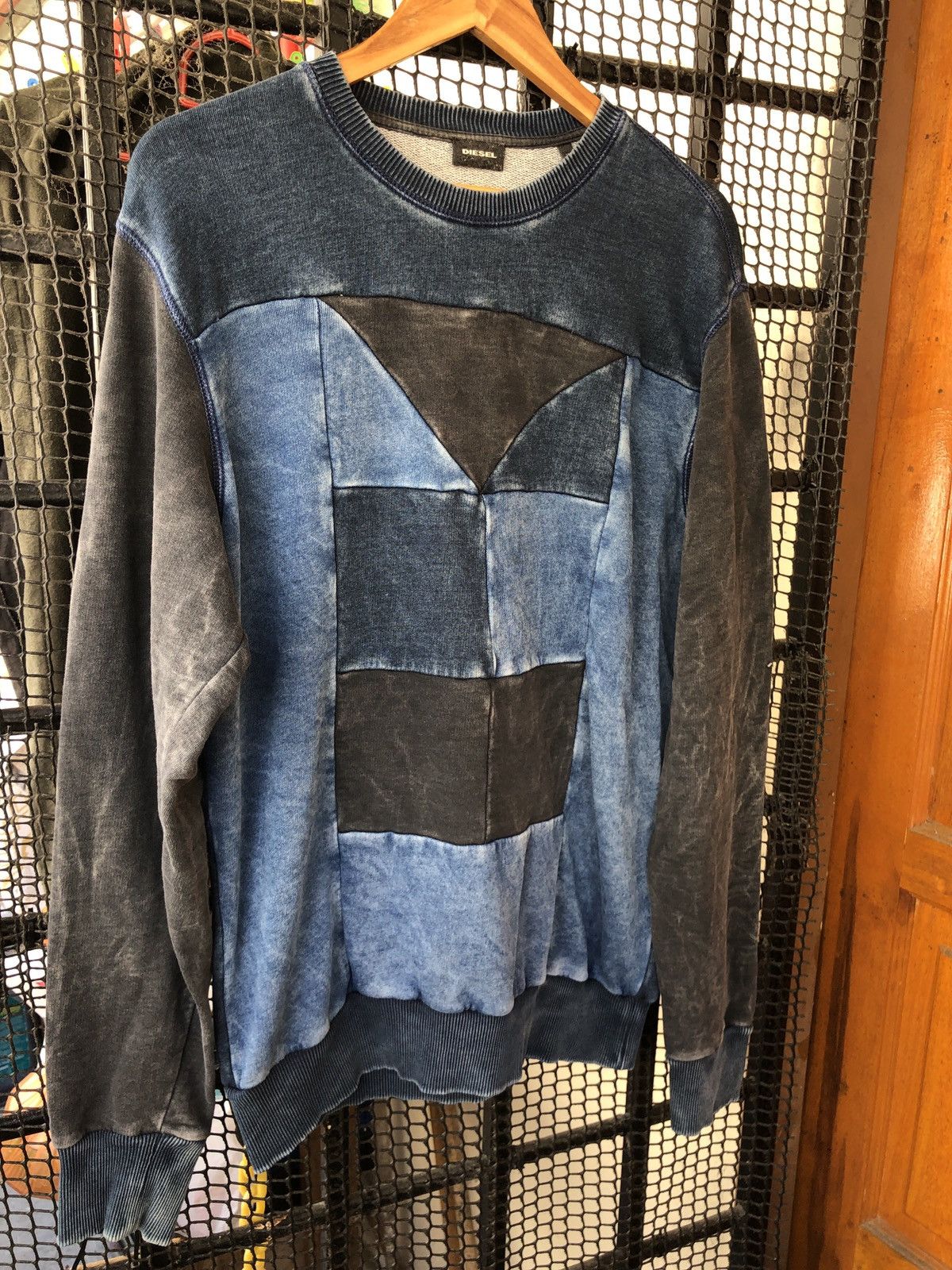 Diesel DIESEL PATCHWORK INDIGO WASHED SWEATSHIRT Size US L / EU 52-54 / 3 - 4 Thumbnail