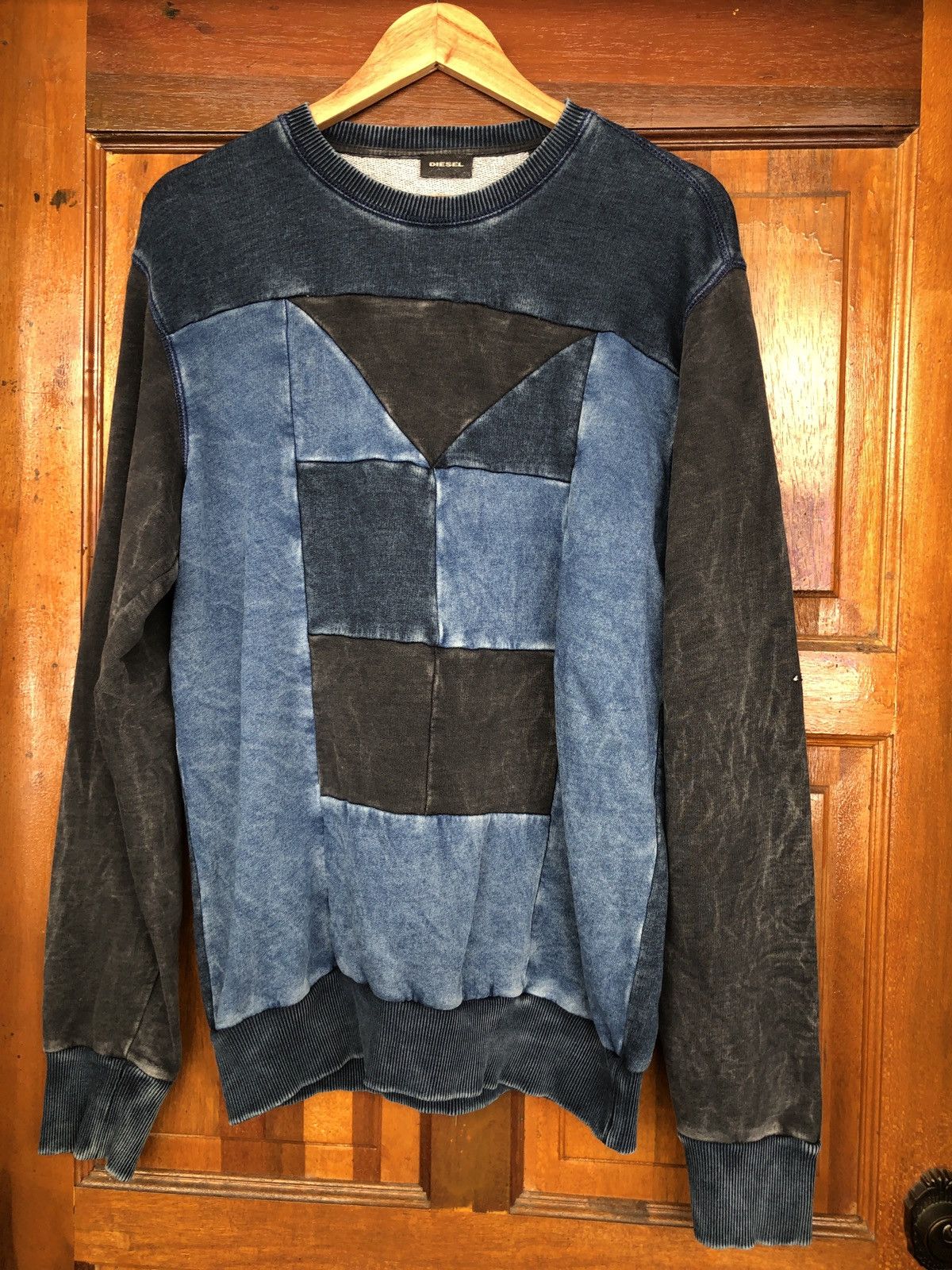 Diesel DIESEL PATCHWORK INDIGO WASHED SWEATSHIRT Size US L / EU 52-54 / 3 - 1 Thumbnail