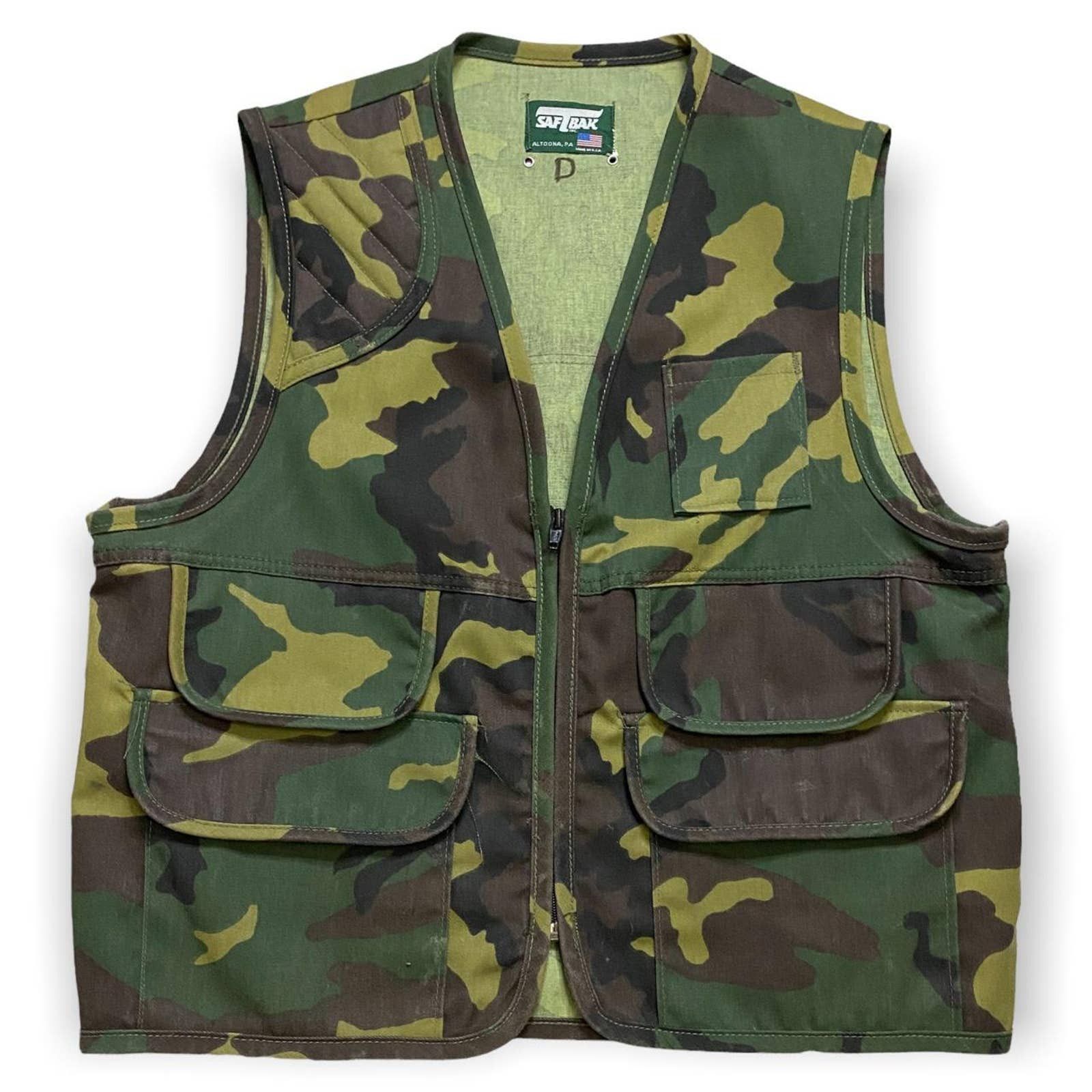 Vintage Vintage Camo Hunting Fishing SAF-T-BAK Canvas Outdoor Vest Size US M / EU 48-50 / 2 - 1 Thumbnail