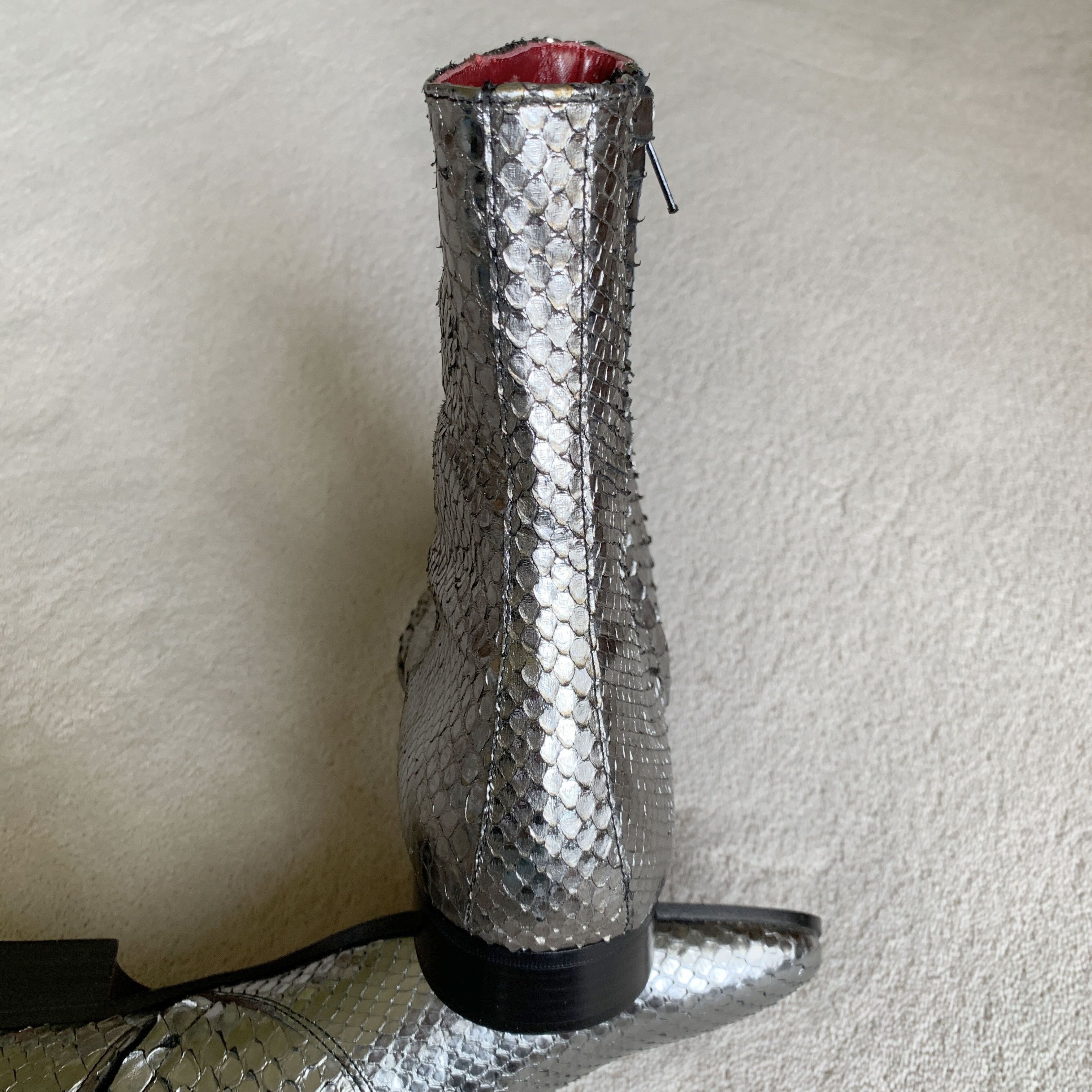 CAZABAT Ultra Rare CAZABAT 'BOWIE' Silver Python ANKLE BOOTS 41 EUR Size US 8 / EU 41 - 9 Thumbnail