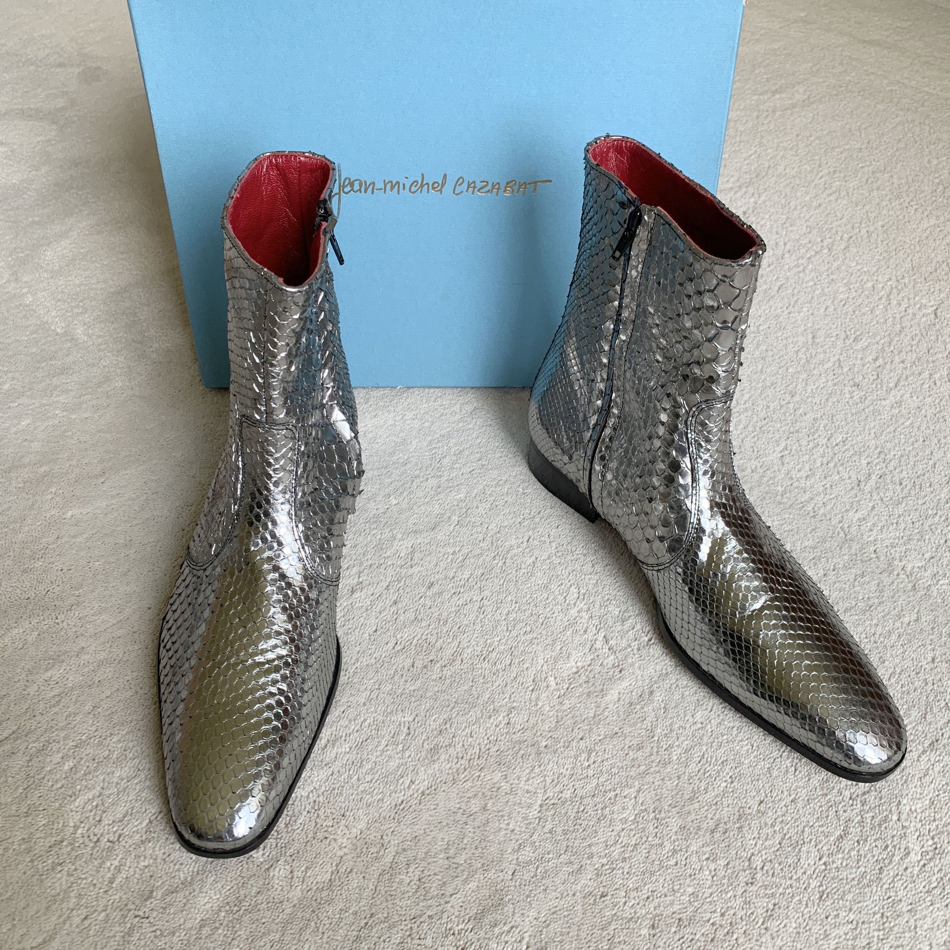 CAZABAT Ultra Rare CAZABAT 'BOWIE' Silver Python ANKLE BOOTS 41 EUR Size US 8 / EU 41 - 5 Thumbnail