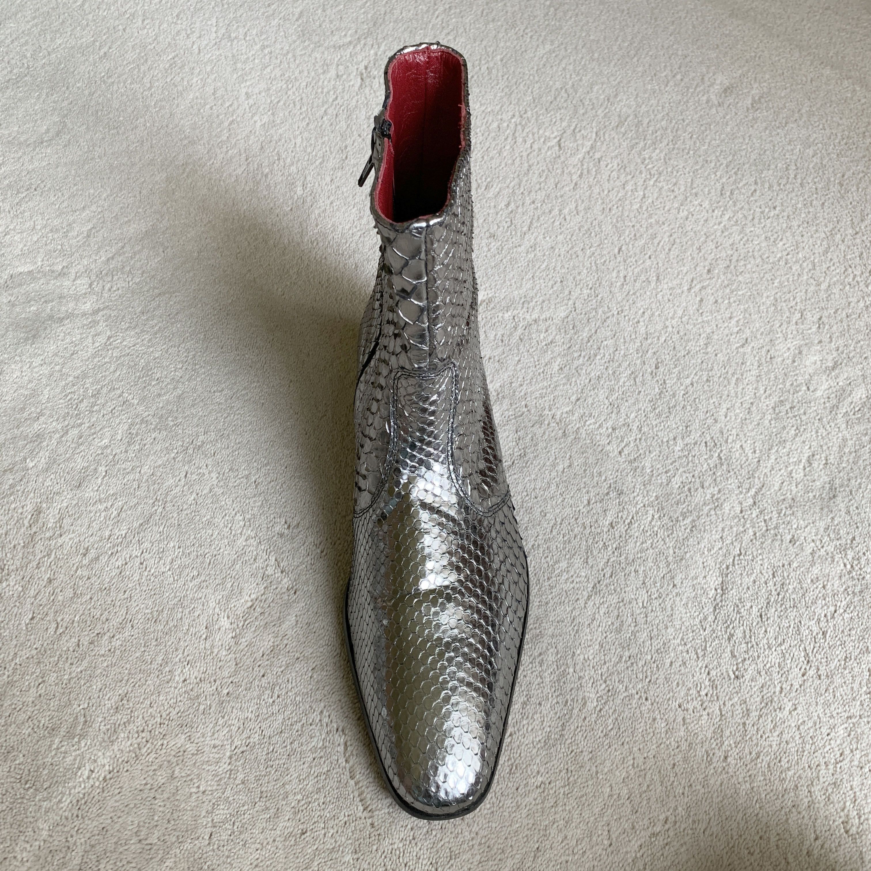 CAZABAT Ultra Rare CAZABAT 'BOWIE' Silver Python ANKLE BOOTS 41 EUR Size US 8 / EU 41 - 7 Thumbnail