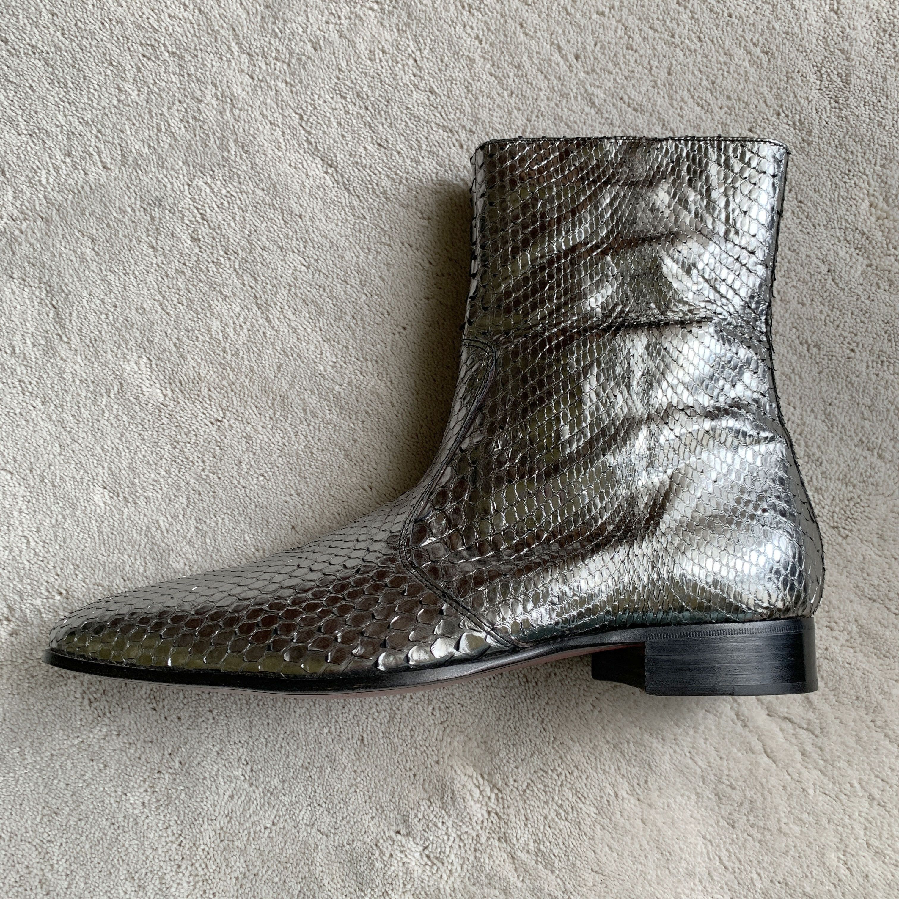 CAZABAT Ultra Rare CAZABAT 'BOWIE' Silver Python ANKLE BOOTS 41 EUR Size US 8 / EU 41 - 8 Thumbnail