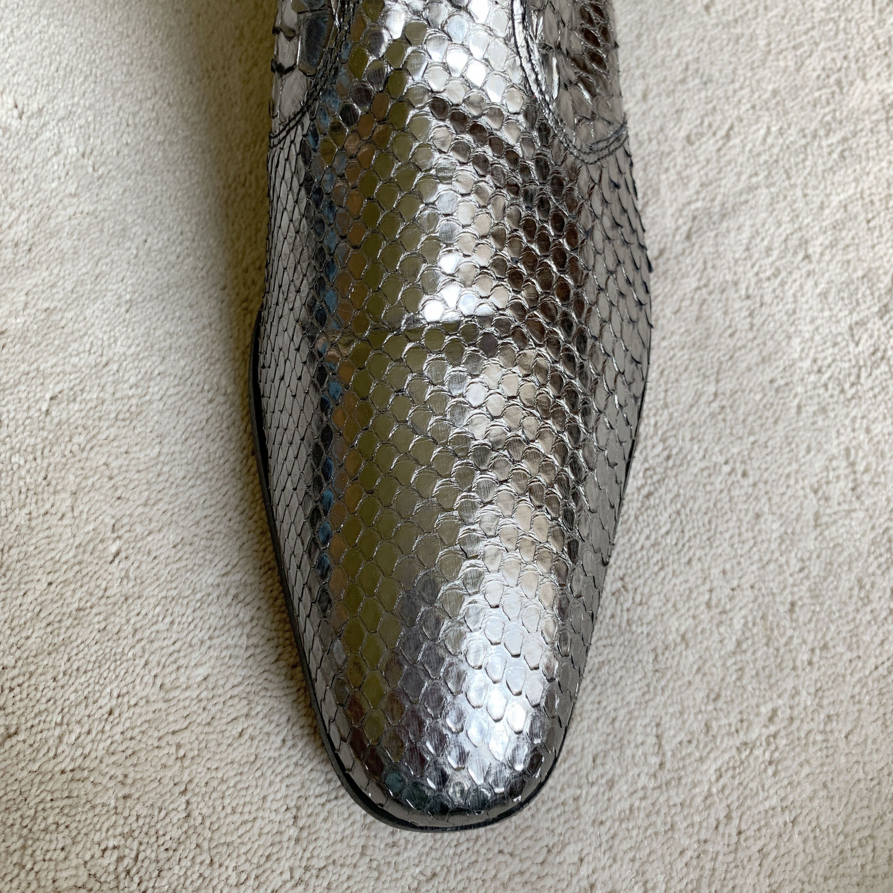 CAZABAT Ultra Rare CAZABAT 'BOWIE' Silver Python ANKLE BOOTS 41 EUR Size US 8 / EU 41 - 11 Thumbnail